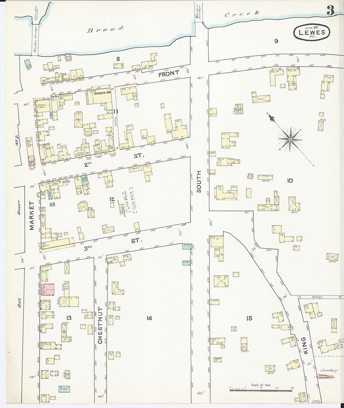 This old map of Lewes, Sussex County, Delaware was created by Sanborn Map Company in 1891