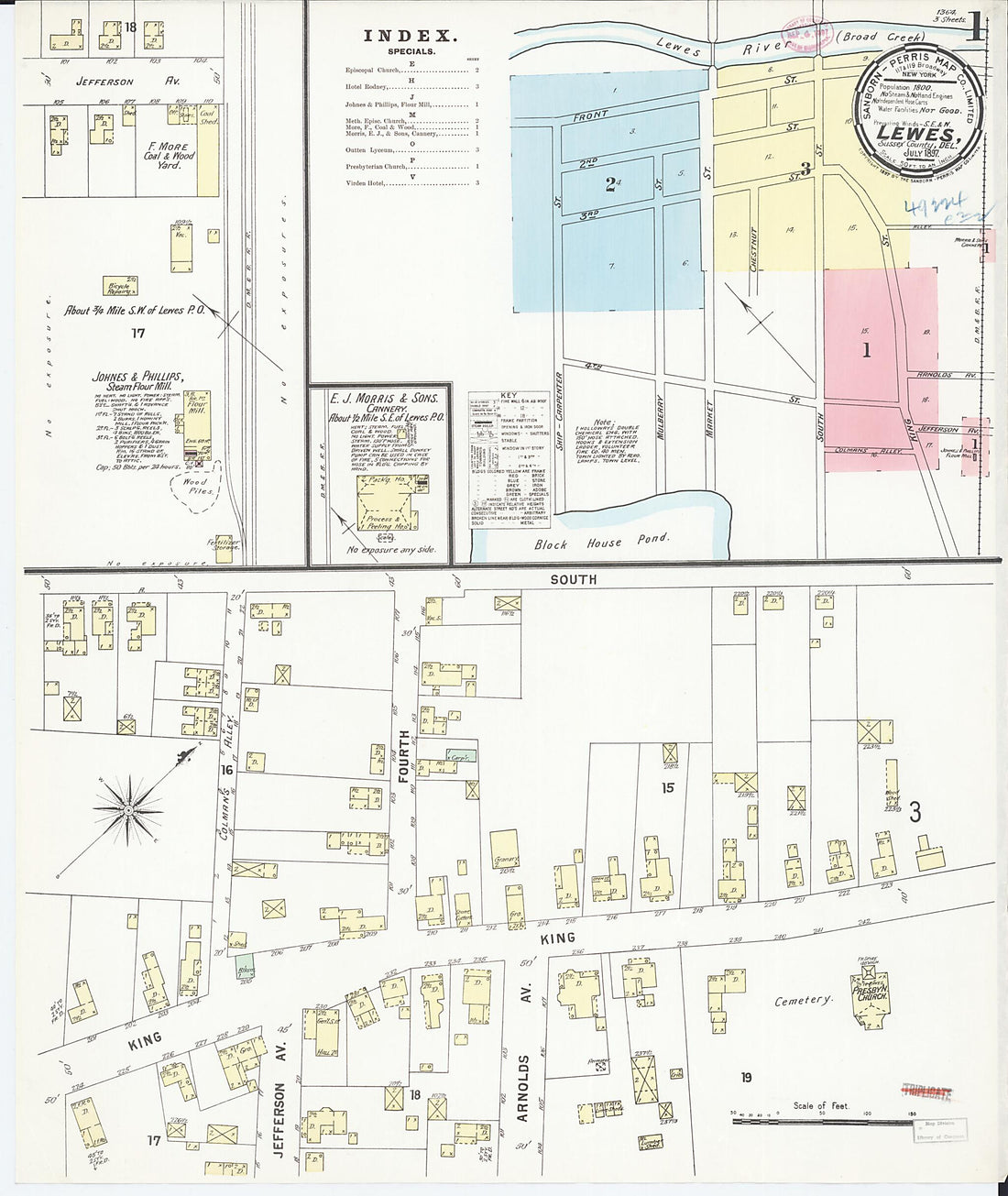 This old map of Lewes, Sussex County, Delaware was created by Sanborn Map Company in 1897