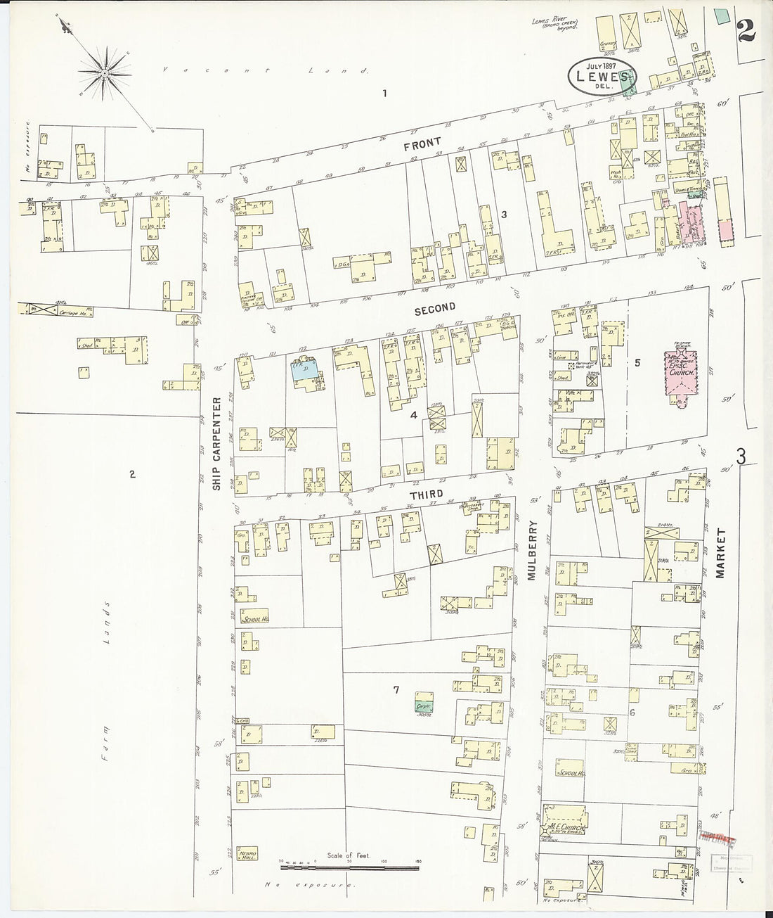 This old map of Lewes, Sussex County, Delaware was created by Sanborn Map Company in 1897