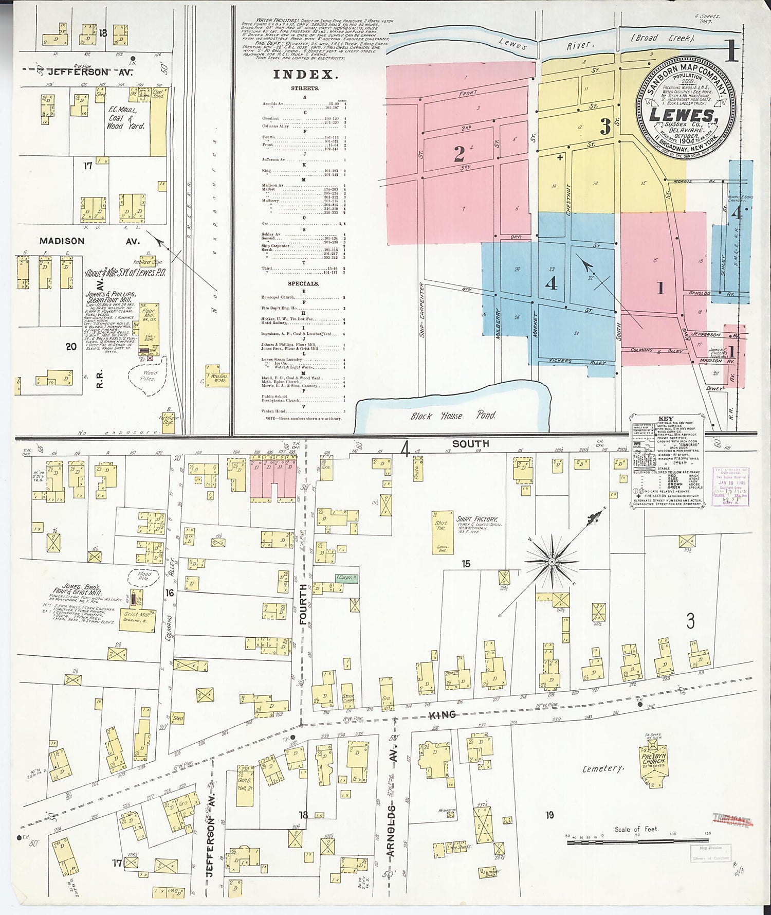 This old map of Lewes, Sussex County, Delaware was created by Sanborn Map Company in 1904