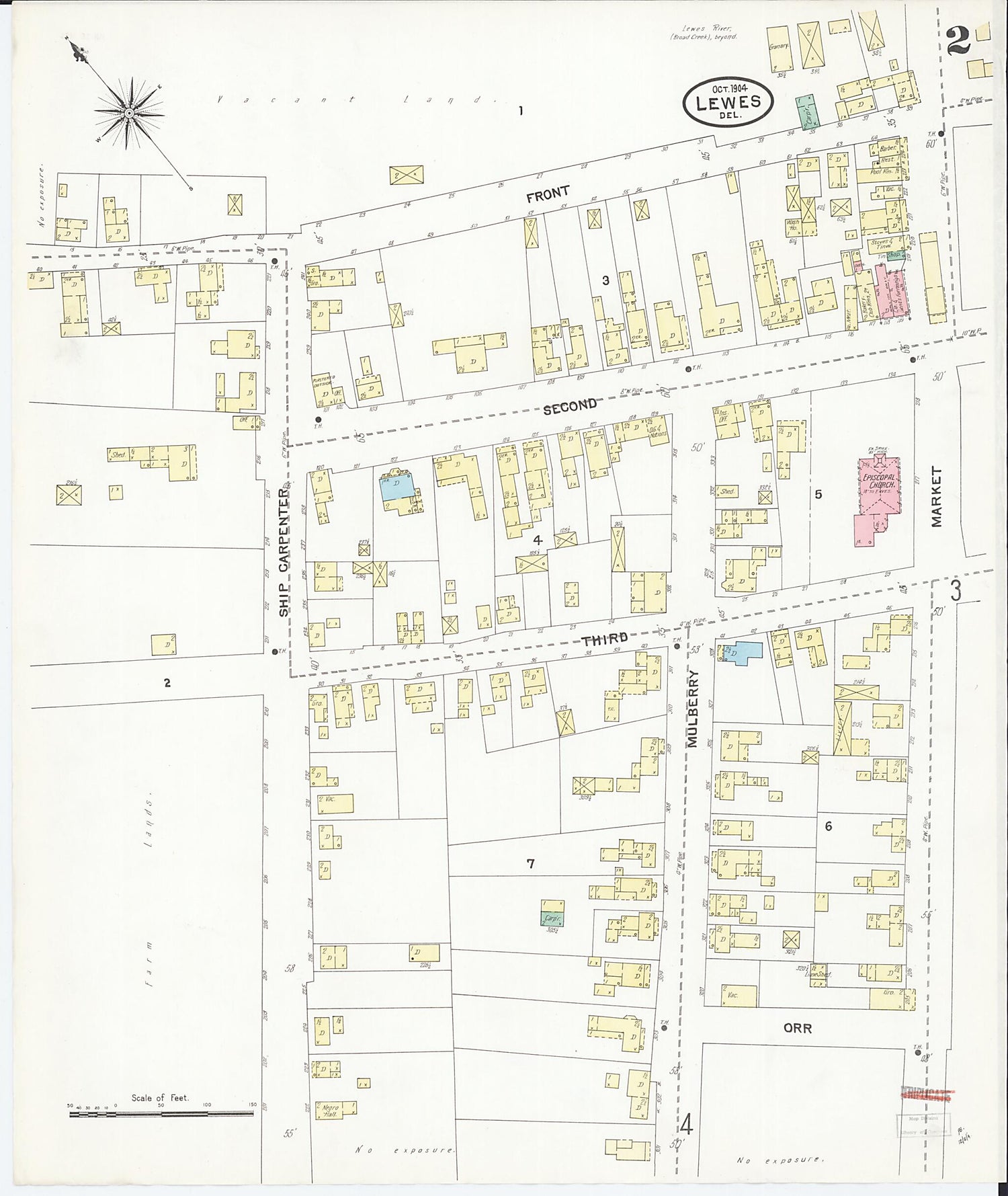 This old map of Lewes, Sussex County, Delaware was created by Sanborn Map Company in 1904