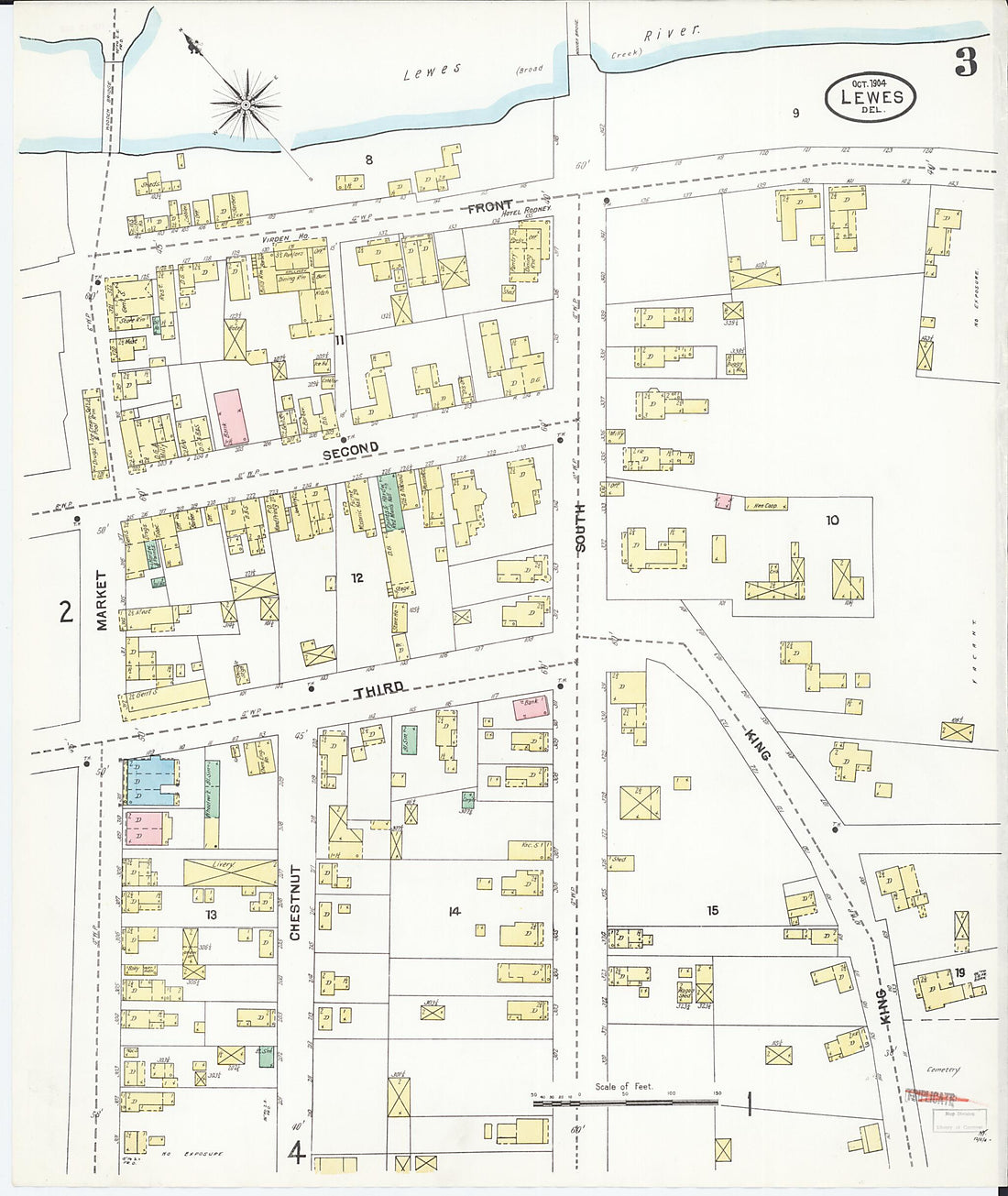 This old map of Lewes, Sussex County, Delaware was created by Sanborn Map Company in 1904