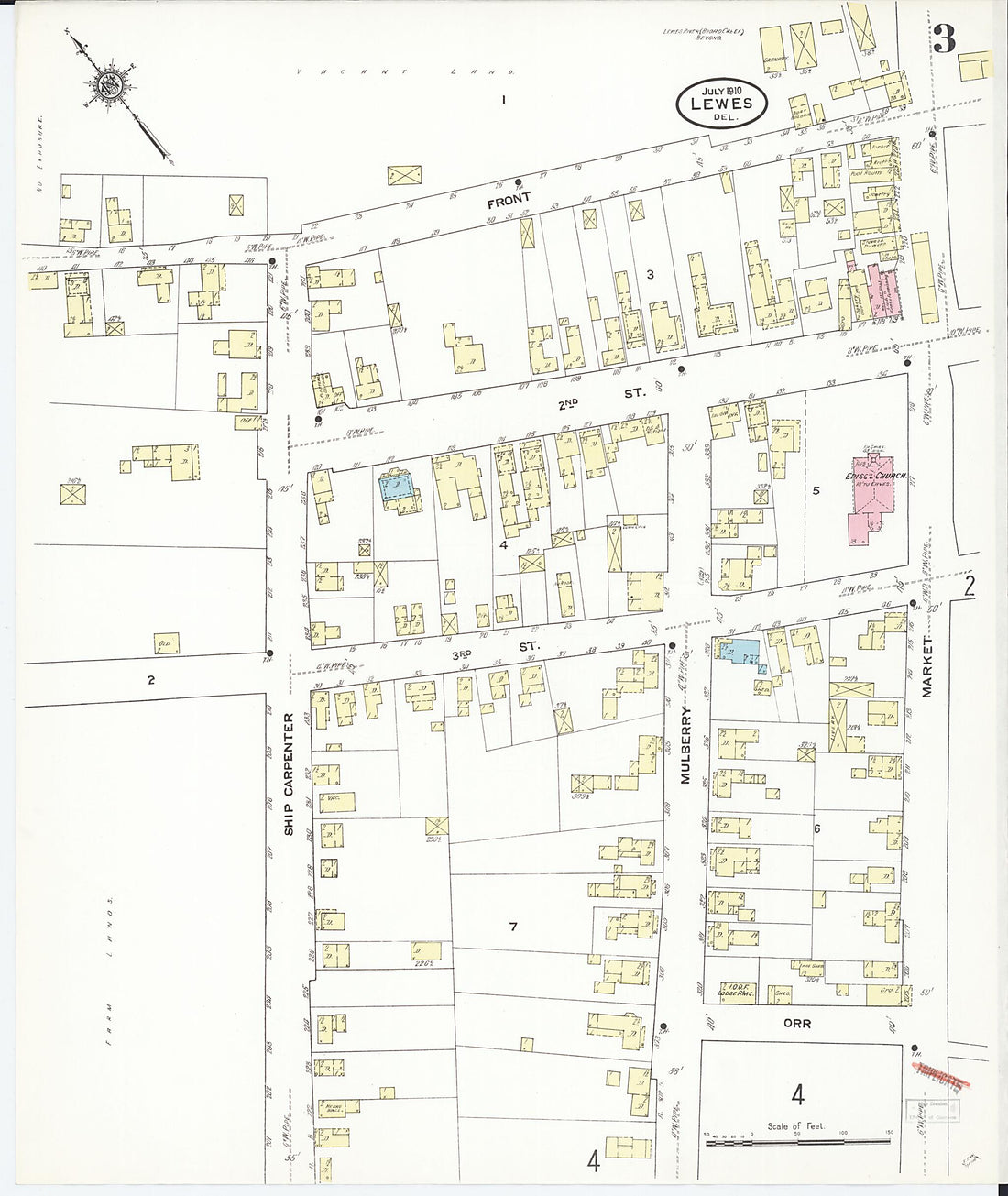 This old map of Rehoboth, Sussex County, Delaware was created by Sanborn Map Company in 1910