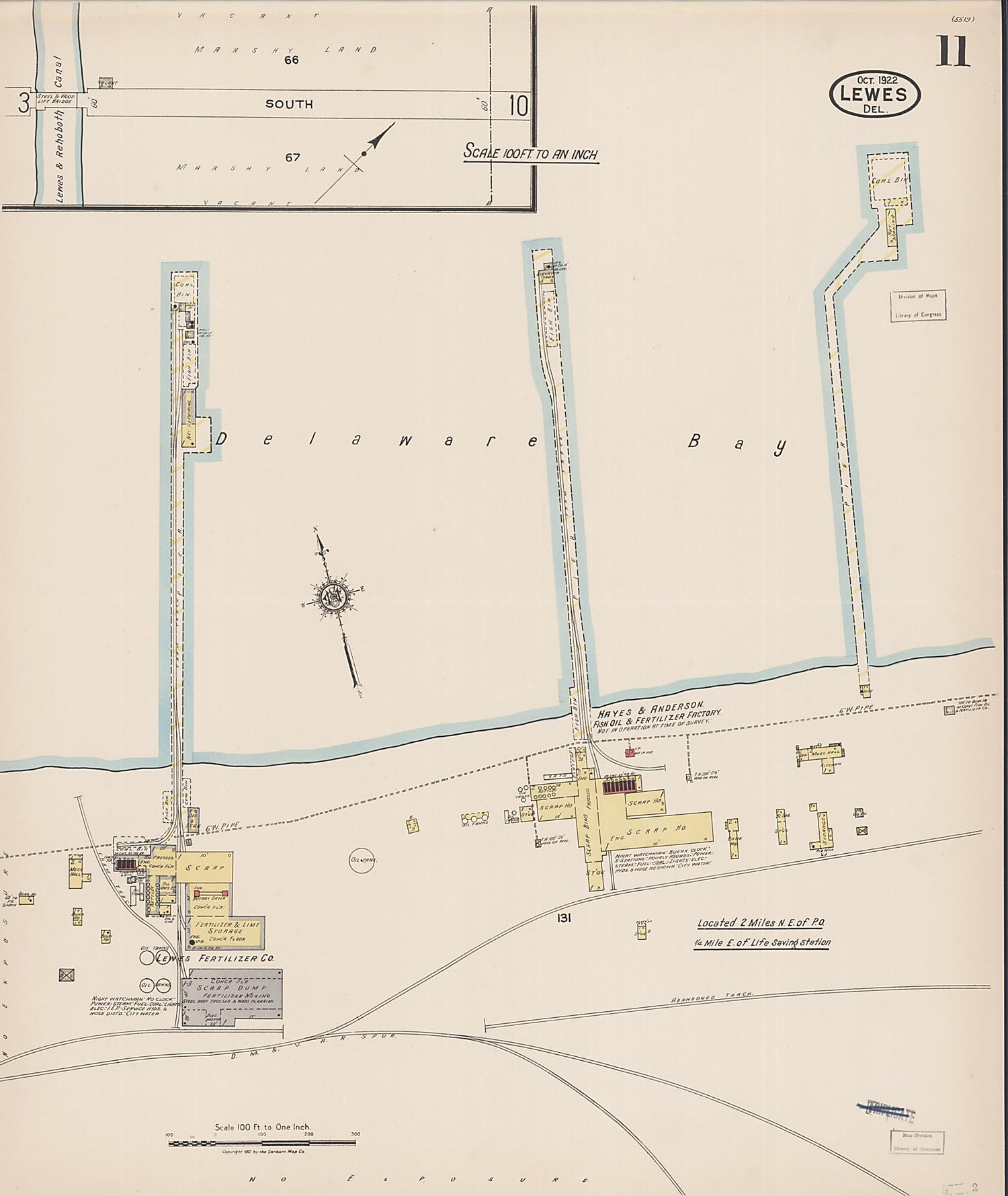 This old map of Rehoboth Beach, Sussex County, Delaware was created by Sanborn Map Company in 1922