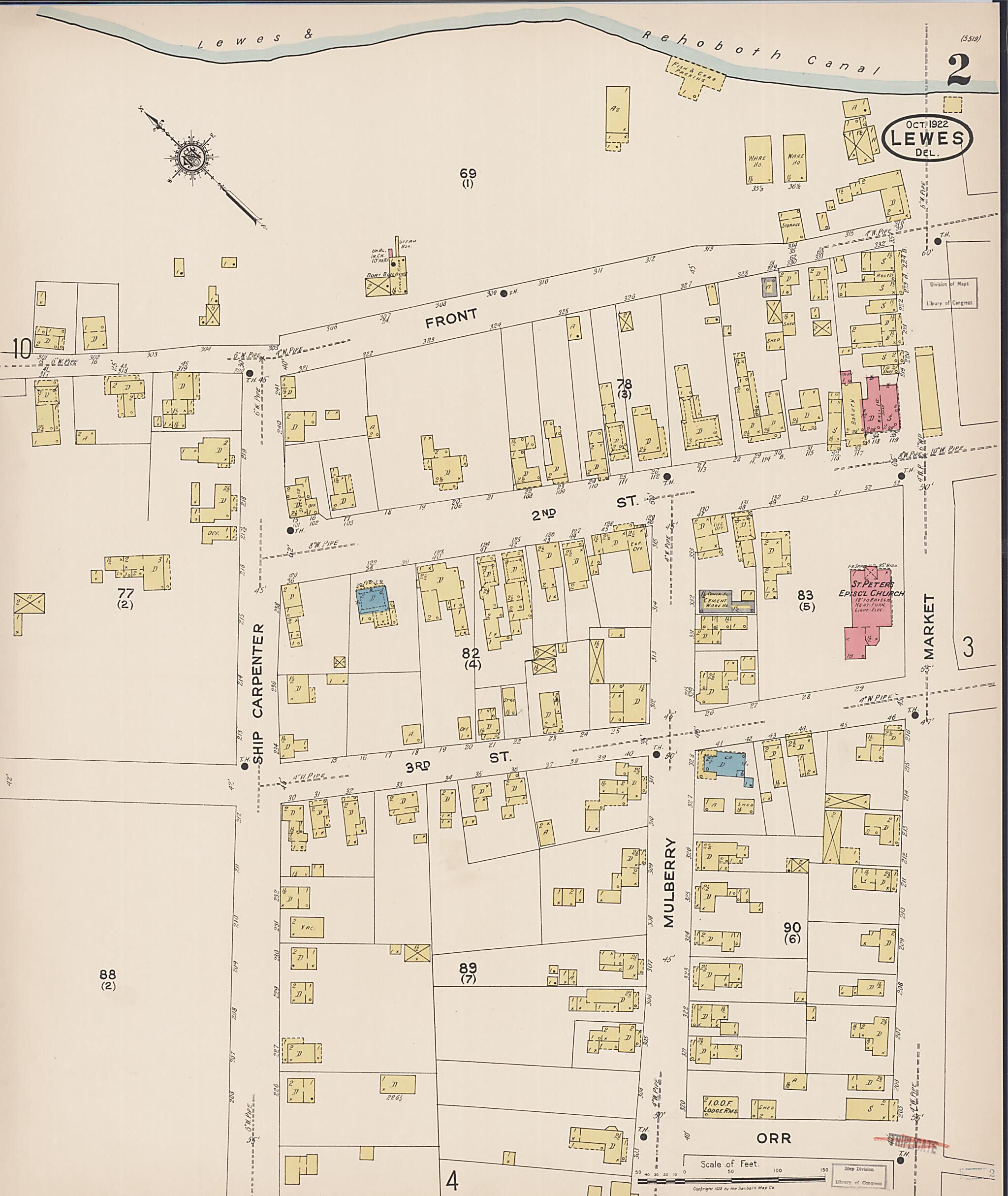 This old map of Rehoboth Beach, Sussex County, Delaware was created by Sanborn Map Company in 1922