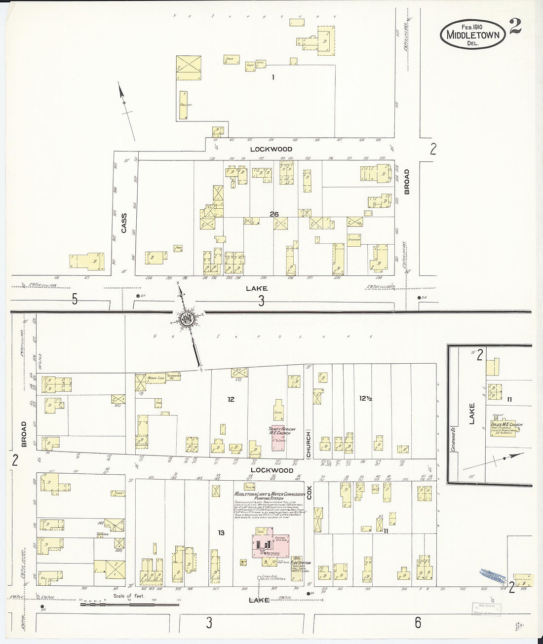 This old map of Middletown, New Castle County, Delaware was created by Sanborn Map Company in 1910