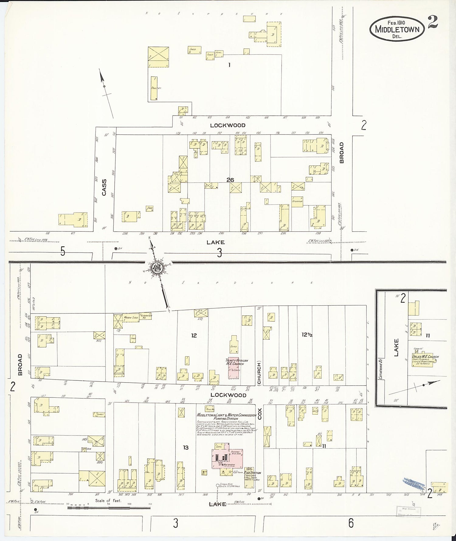 This old map of Middletown, New Castle County, Delaware was created by Sanborn Map Company in 1910