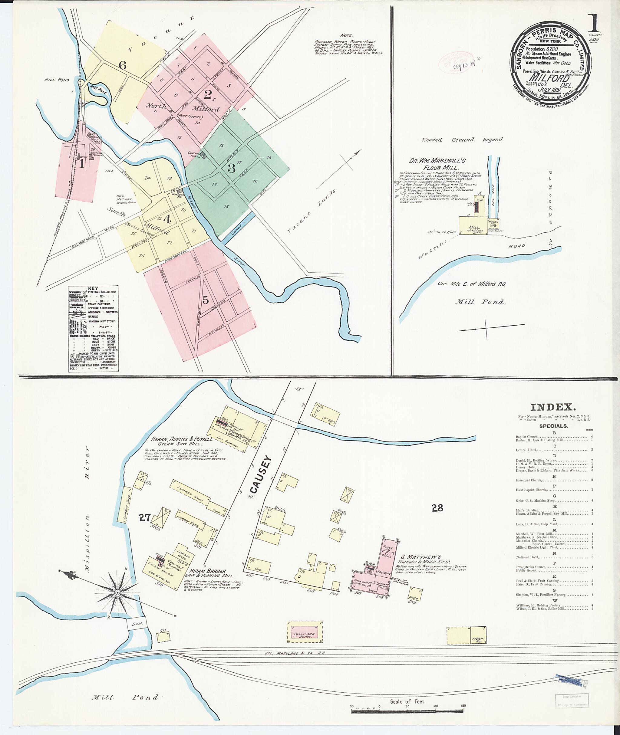 This old map of Sussex Counties, Delaware was created by Sanborn Map Company in 1891