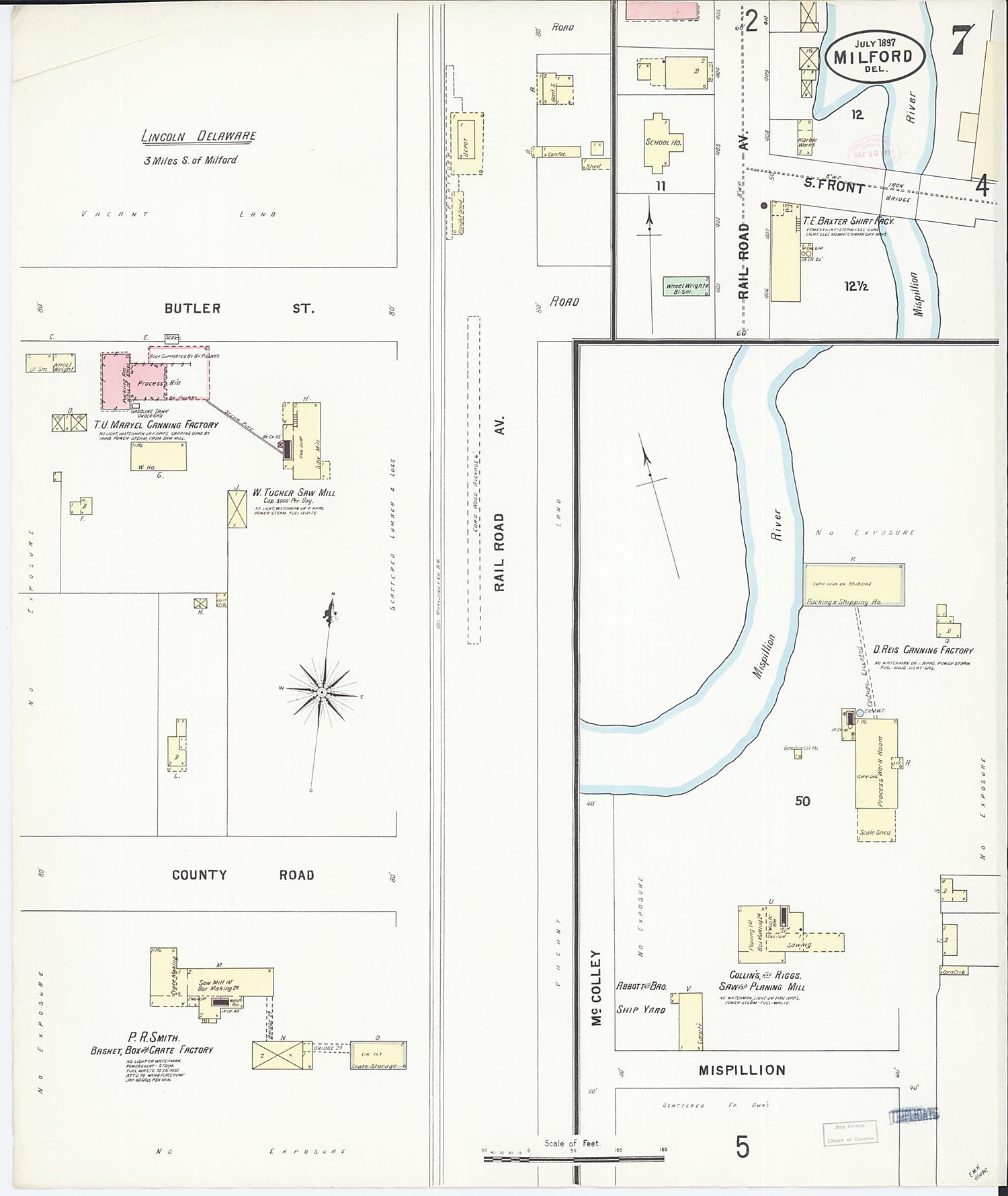 This old map of Sussex Counties, Delaware was created by Sanborn Map Company in 1897