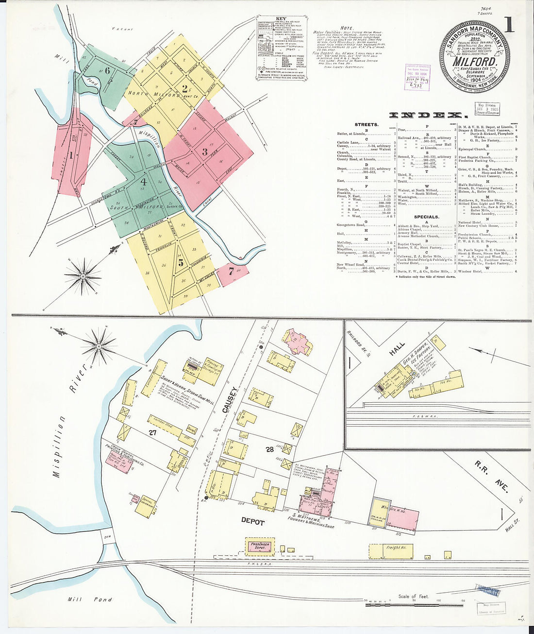 This old map of Sussex Counties, Delaware was created by Sanborn Map Company in 1904