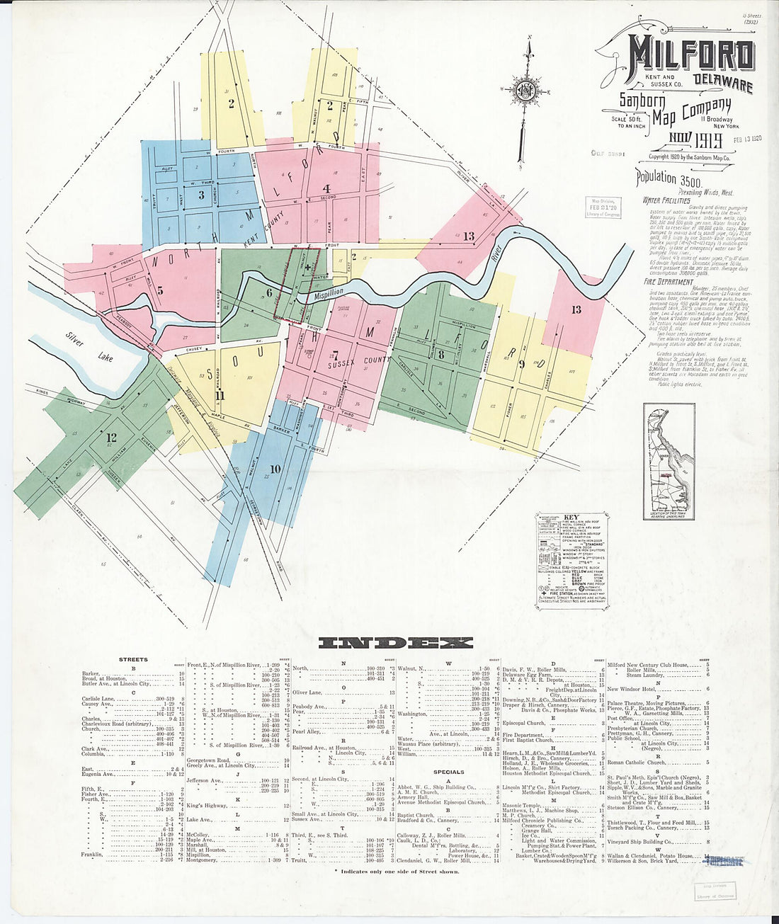 This old map of Sussex Counties, Delaware was created by Sanborn Map Company in 1919