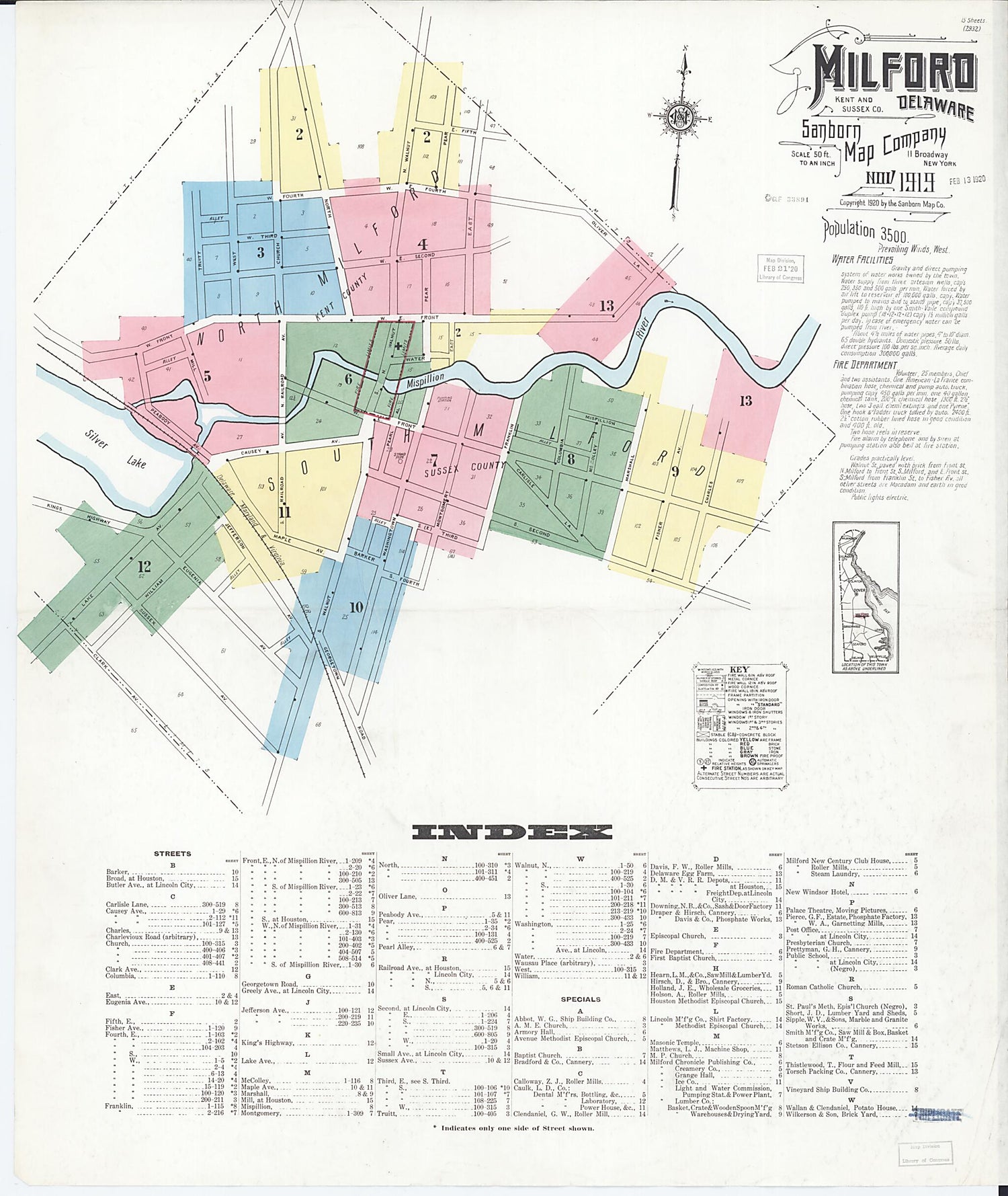 This old map of Sussex Counties, Delaware was created by Sanborn Map Company in 1919