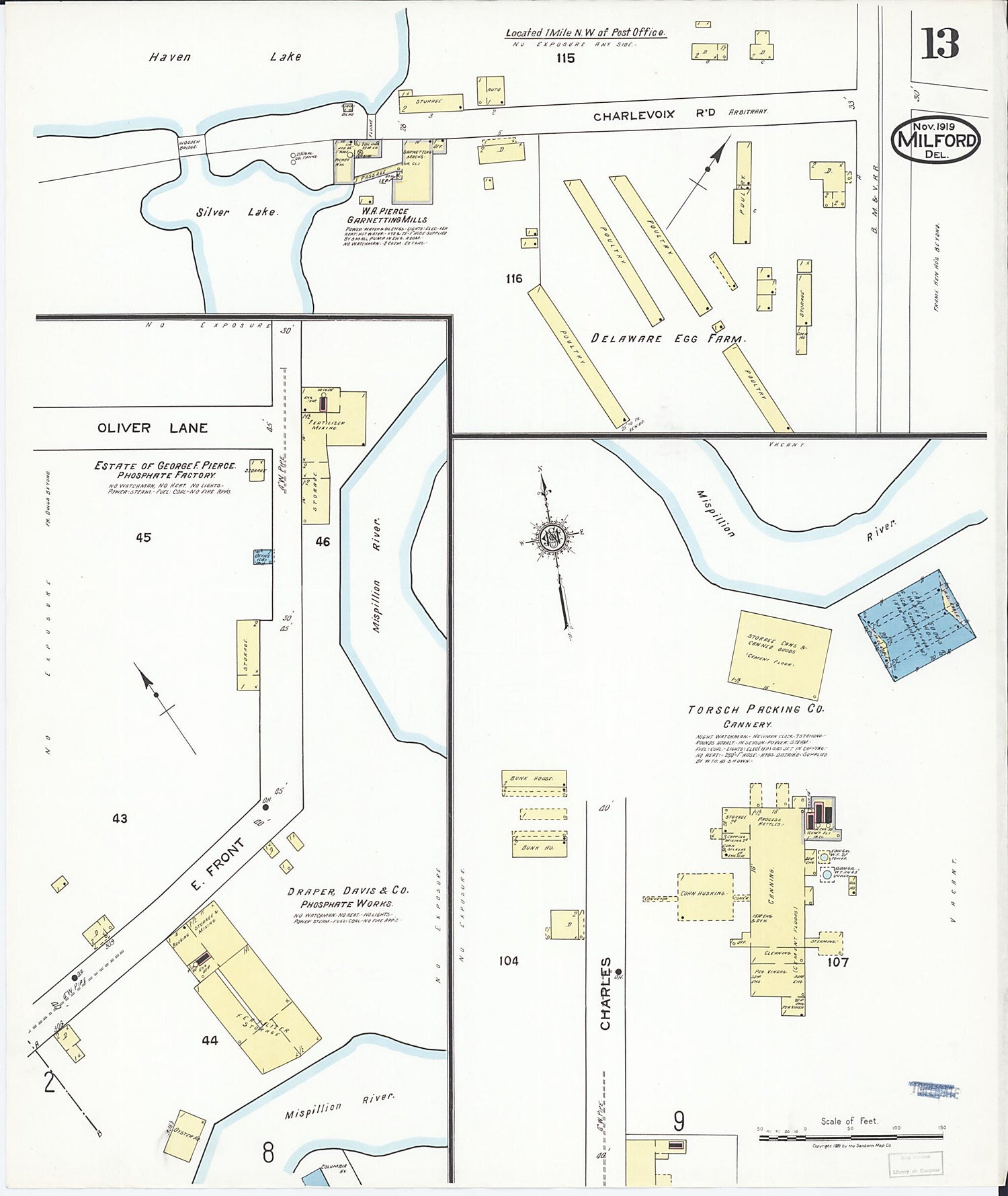 This old map of Sussex Counties, Delaware was created by Sanborn Map Company in 1919