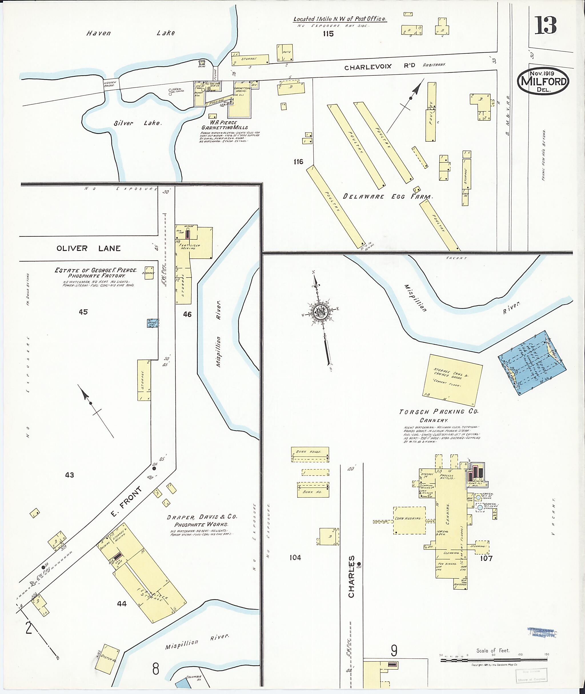 This old map of Sussex Counties, Delaware was created by Sanborn Map Company in 1919