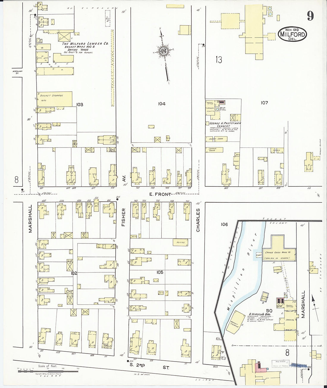 This old map of Sussex Counties, Delaware was created by Sanborn Map Company in 1919