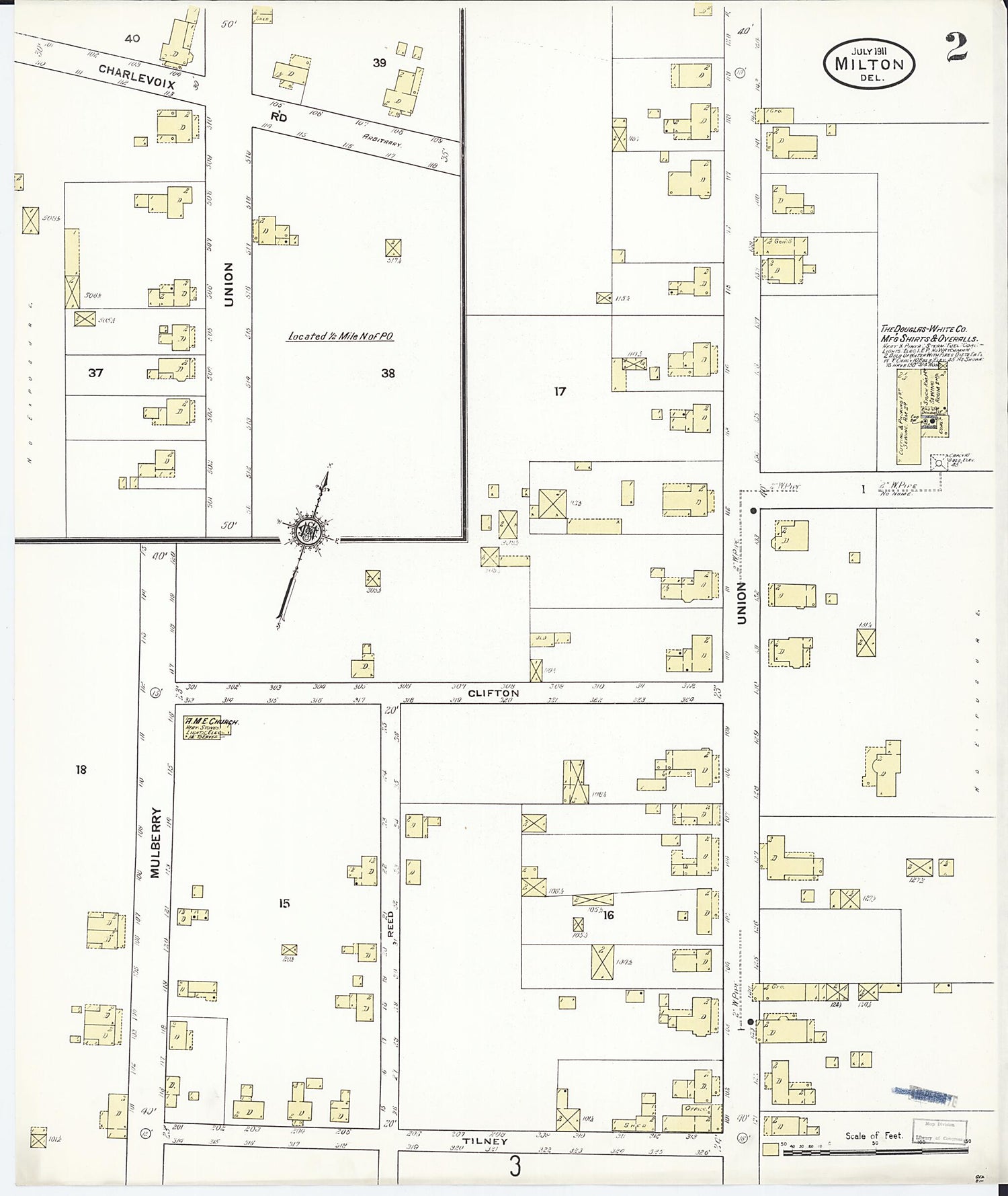 This old map of Milton, Sussex County, Delaware was created by Sanborn Map Company in 1911