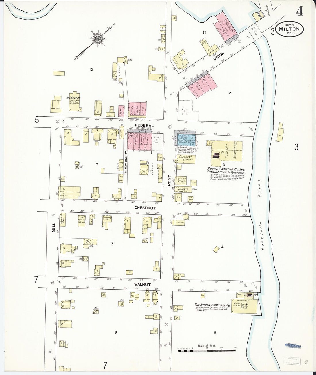 This old map of Milton, Sussex County, Delaware was created by Sanborn Map Company in 1911