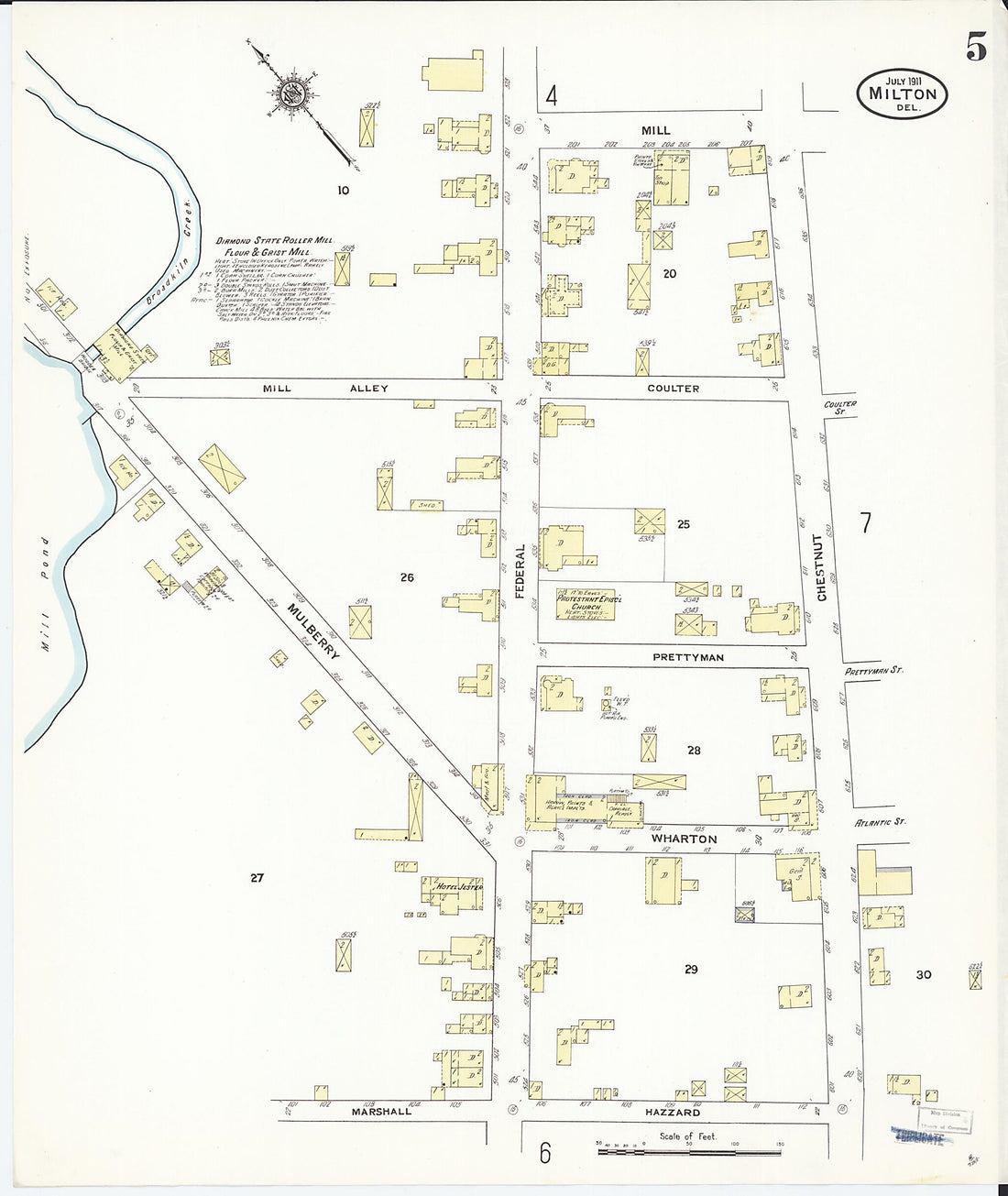 This old map of Milton, Sussex County, Delaware was created by Sanborn Map Company in 1911