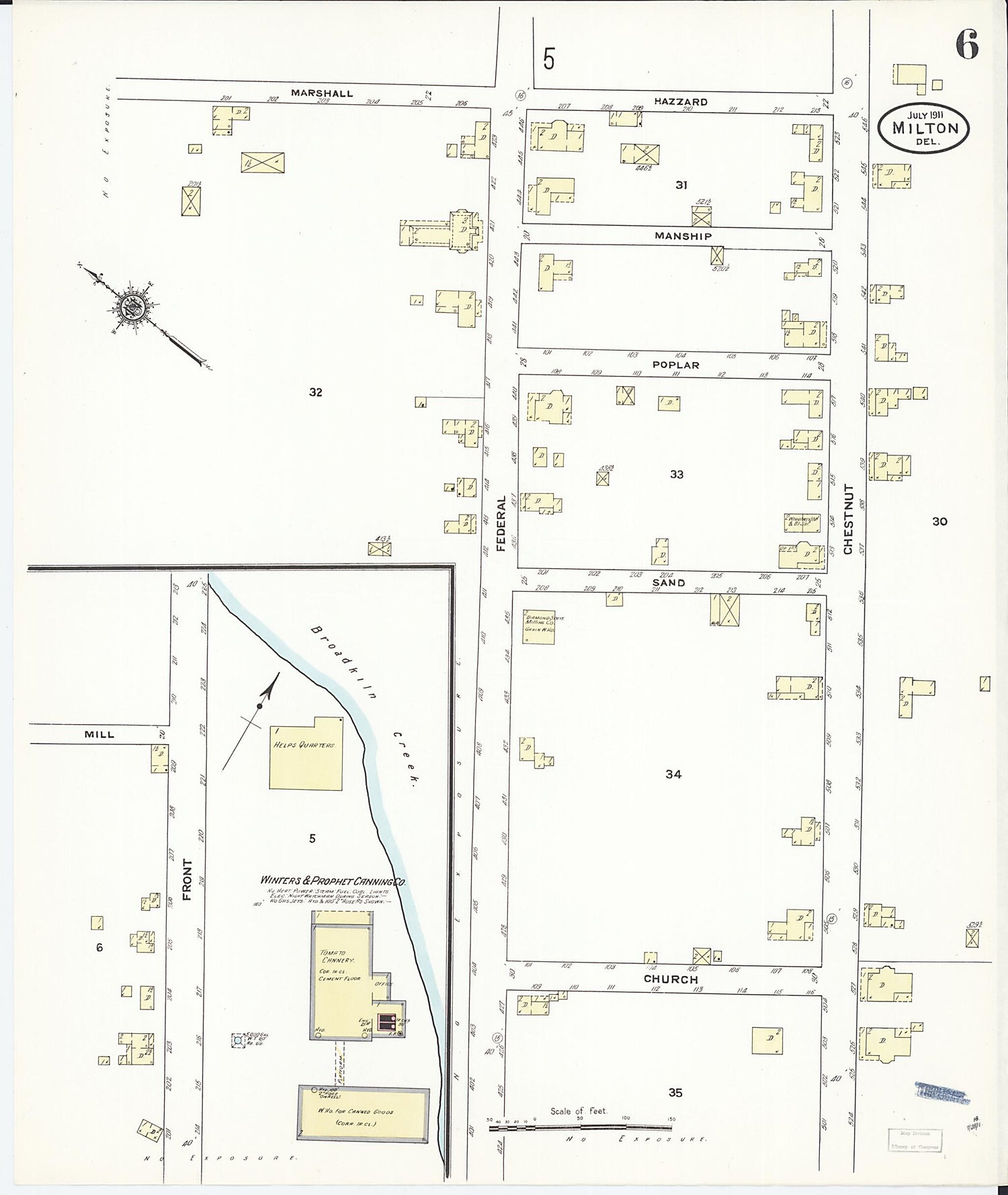 This old map of Milton, Sussex County, Delaware was created by Sanborn Map Company in 1911