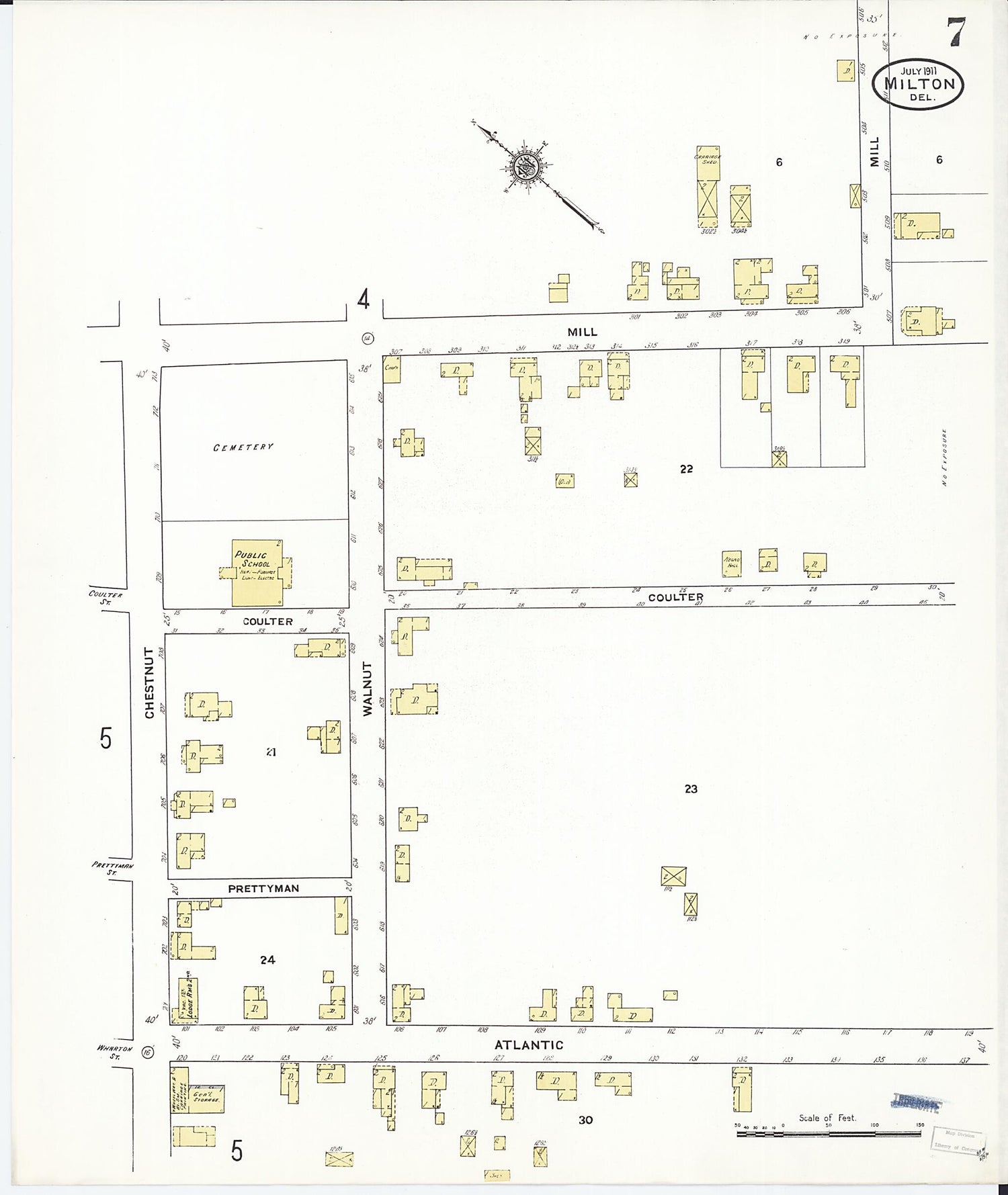 This old map of Milton, Sussex County, Delaware was created by Sanborn Map Company in 1911