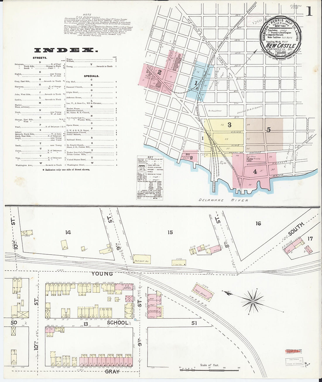 This old map of New Castle, New Castle County, Delaware was created by Sanborn Map Company in 1891