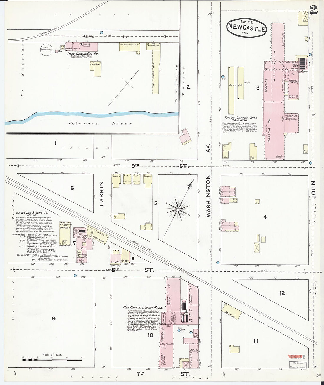 This old map of New Castle, New Castle County, Delaware was created by Sanborn Map Company in 1891