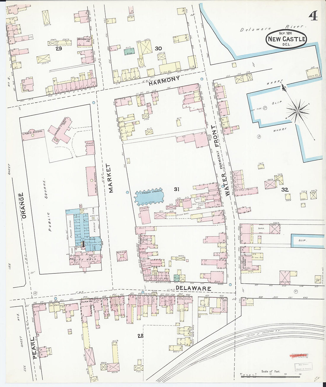 This old map of New Castle, New Castle County, Delaware was created by Sanborn Map Company in 1891