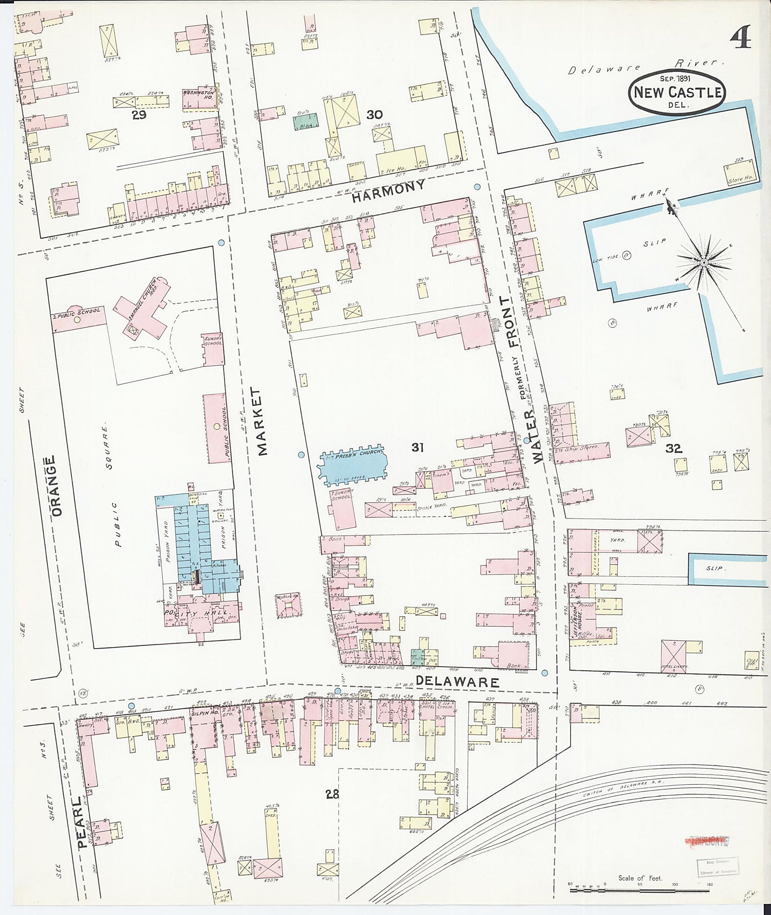 This old map of New Castle, New Castle County, Delaware was created by Sanborn Map Company in 1891