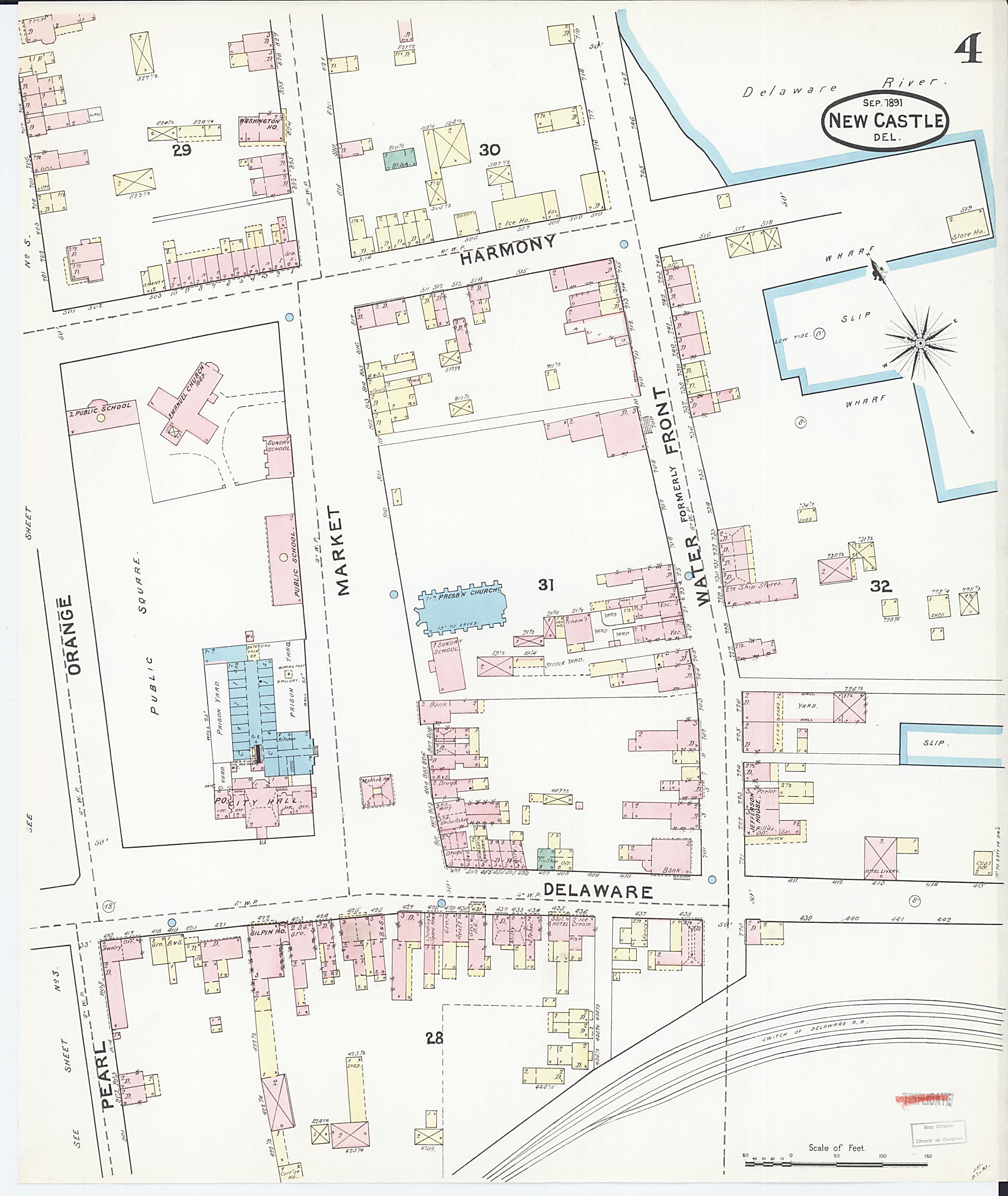 This old map of New Castle, New Castle County, Delaware was created by Sanborn Map Company in 1891