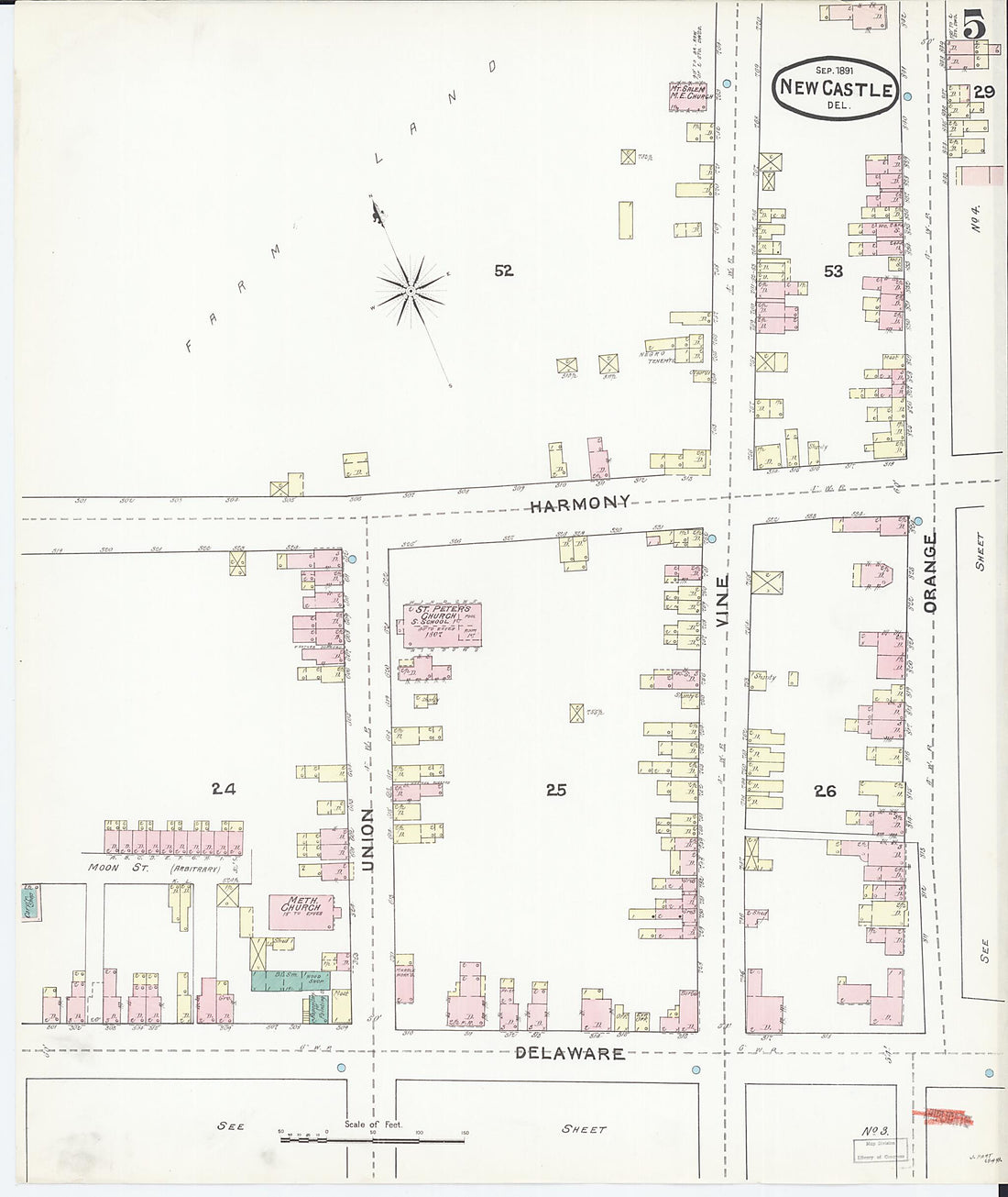 This old map of New Castle, New Castle County, Delaware was created by Sanborn Map Company in 1891