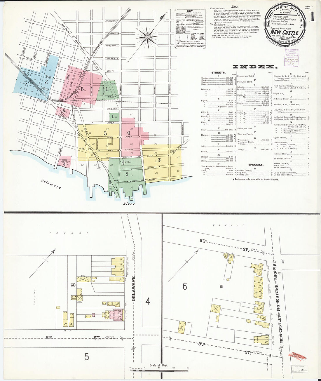 This old map of New Castle, New Castle County, Delaware was created by Sanborn Map Company in 1901