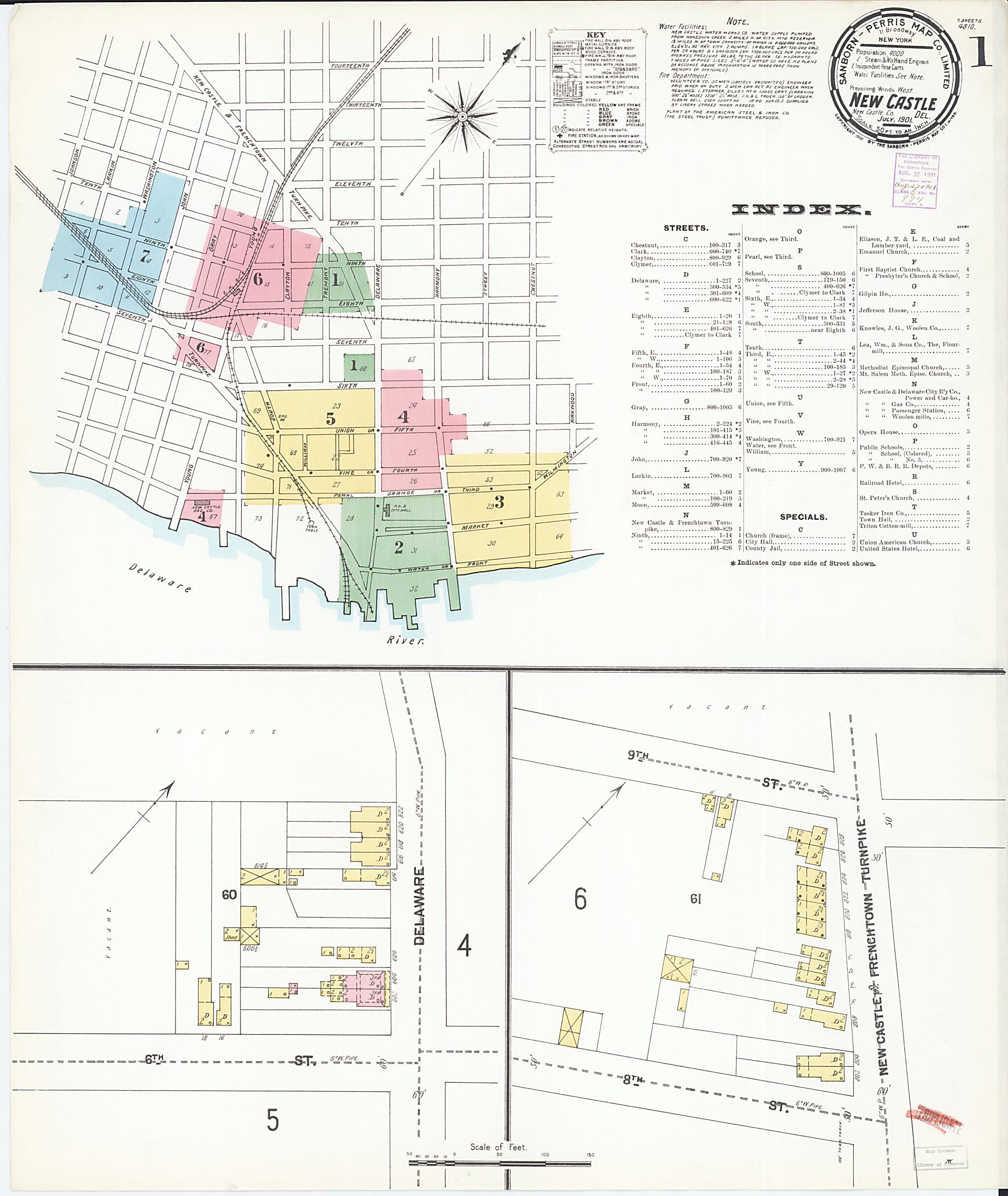 This old map of New Castle, New Castle County, Delaware was created by Sanborn Map Company in 1901