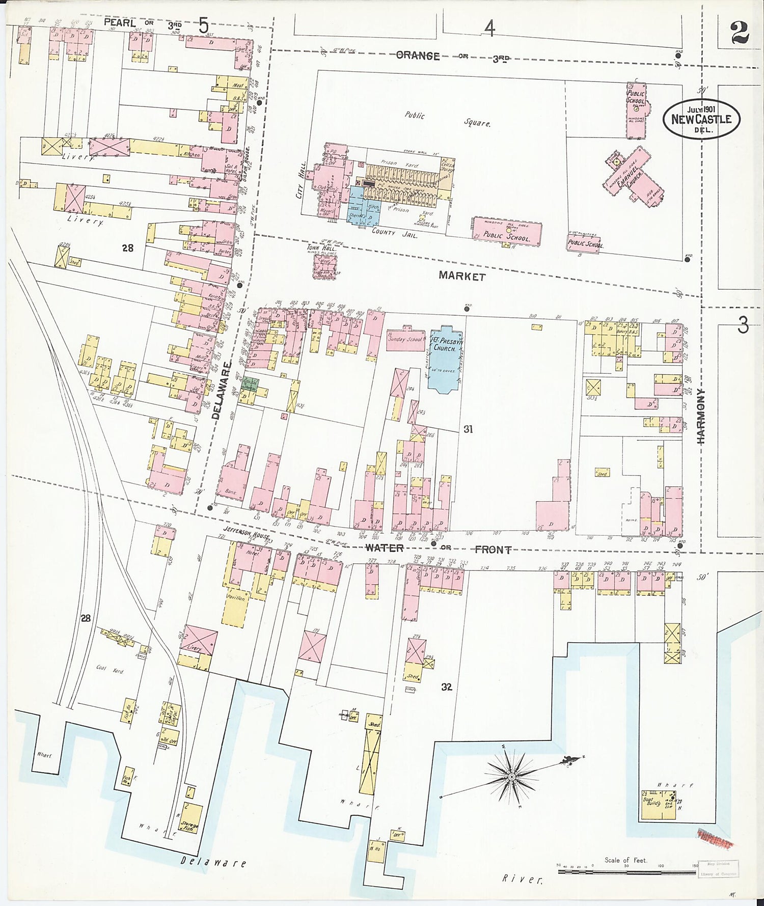 This old map of New Castle, New Castle County, Delaware was created by Sanborn Map Company in 1901