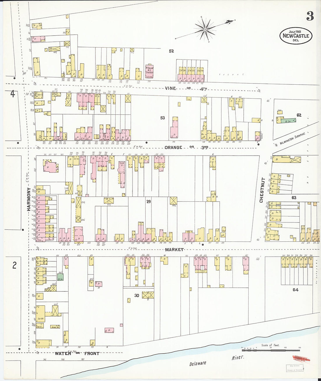 This old map of New Castle, New Castle County, Delaware was created by Sanborn Map Company in 1901