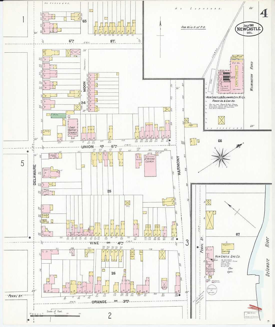 This old map of New Castle, New Castle County, Delaware was created by Sanborn Map Company in 1901