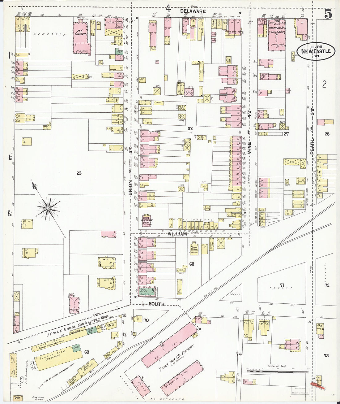 This old map of New Castle, New Castle County, Delaware was created by Sanborn Map Company in 1901