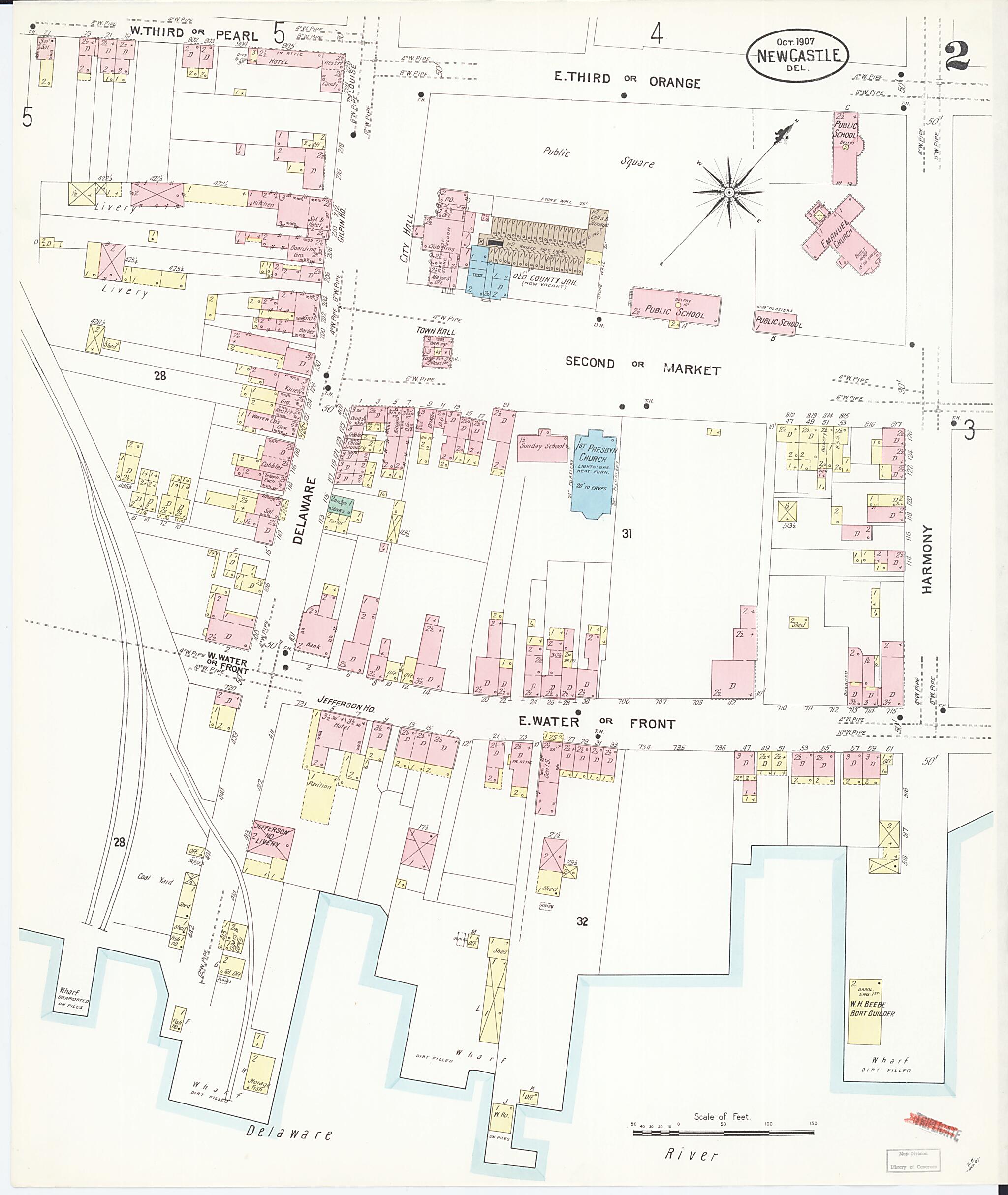 This old map of New Castle, New Castle County, Delaware was created by Sanborn Map Company in 1907