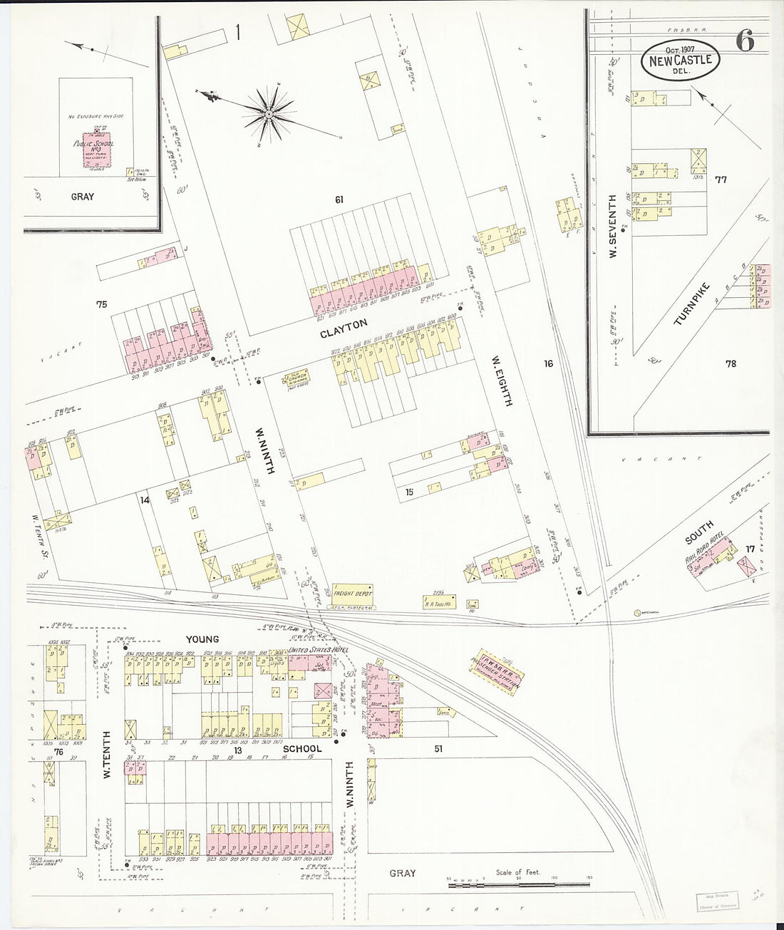 This old map of New Castle, New Castle County, Delaware was created by Sanborn Map Company in 1907