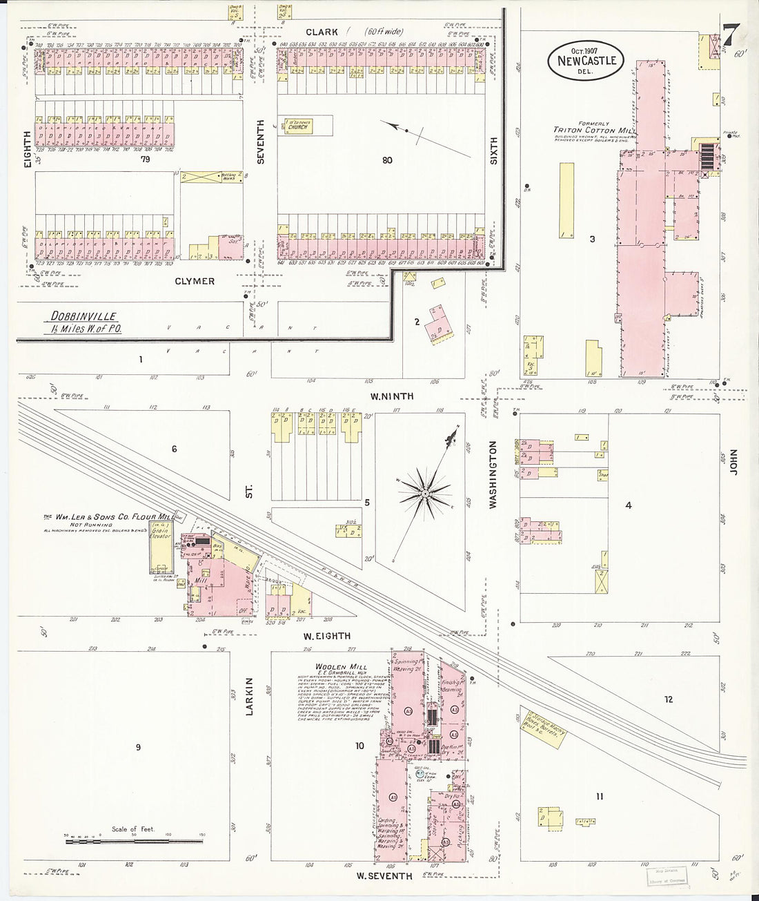 This old map of New Castle, New Castle County, Delaware was created by Sanborn Map Company in 1907