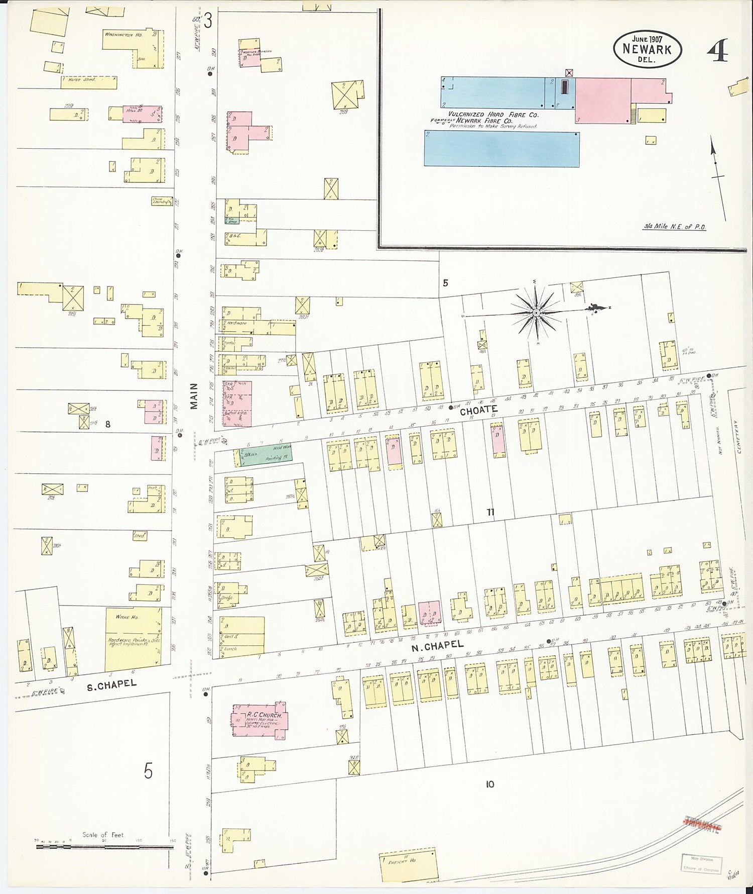 This old map of Newark, Castle County, Delaware was created by Sanborn Map Company in 1907