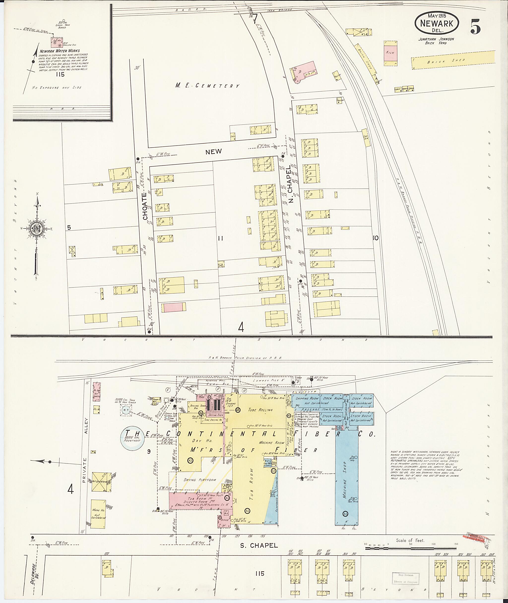 This old map of Newark, Castle County, Delaware was created by Sanborn Map Company in 1915