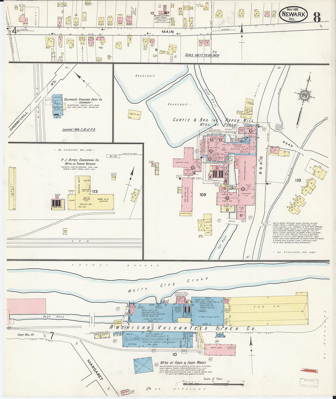 This old map of Newark, Castle County, Delaware was created by Sanborn Map Company in 1915