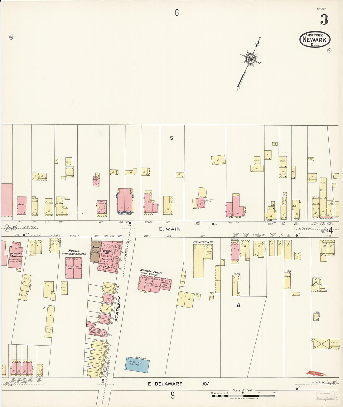 This old map of Newark, Castle County, Delaware was created by Sanborn Map Company in 1922