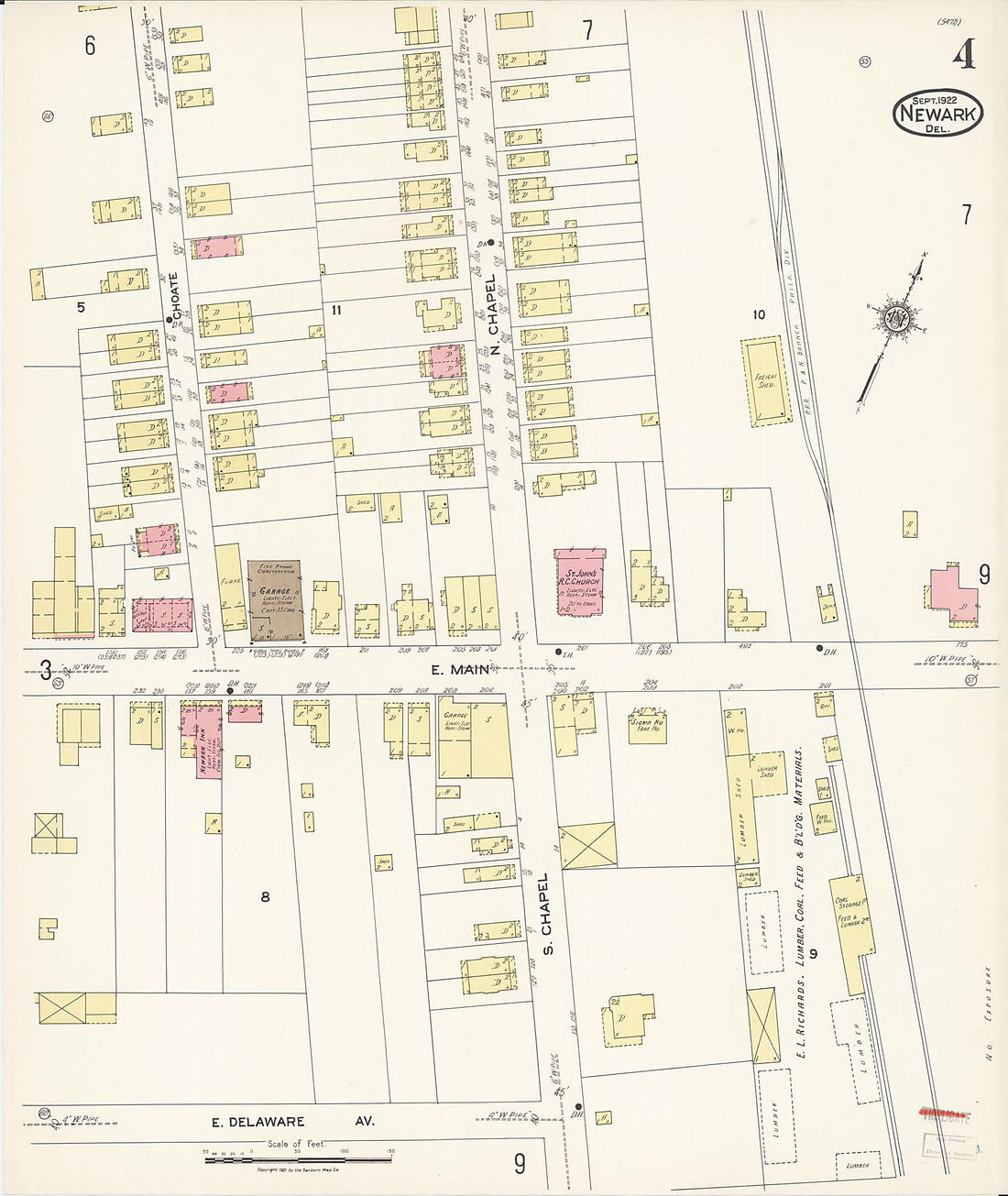 This old map of Newark, Castle County, Delaware was created by Sanborn Map Company in 1922