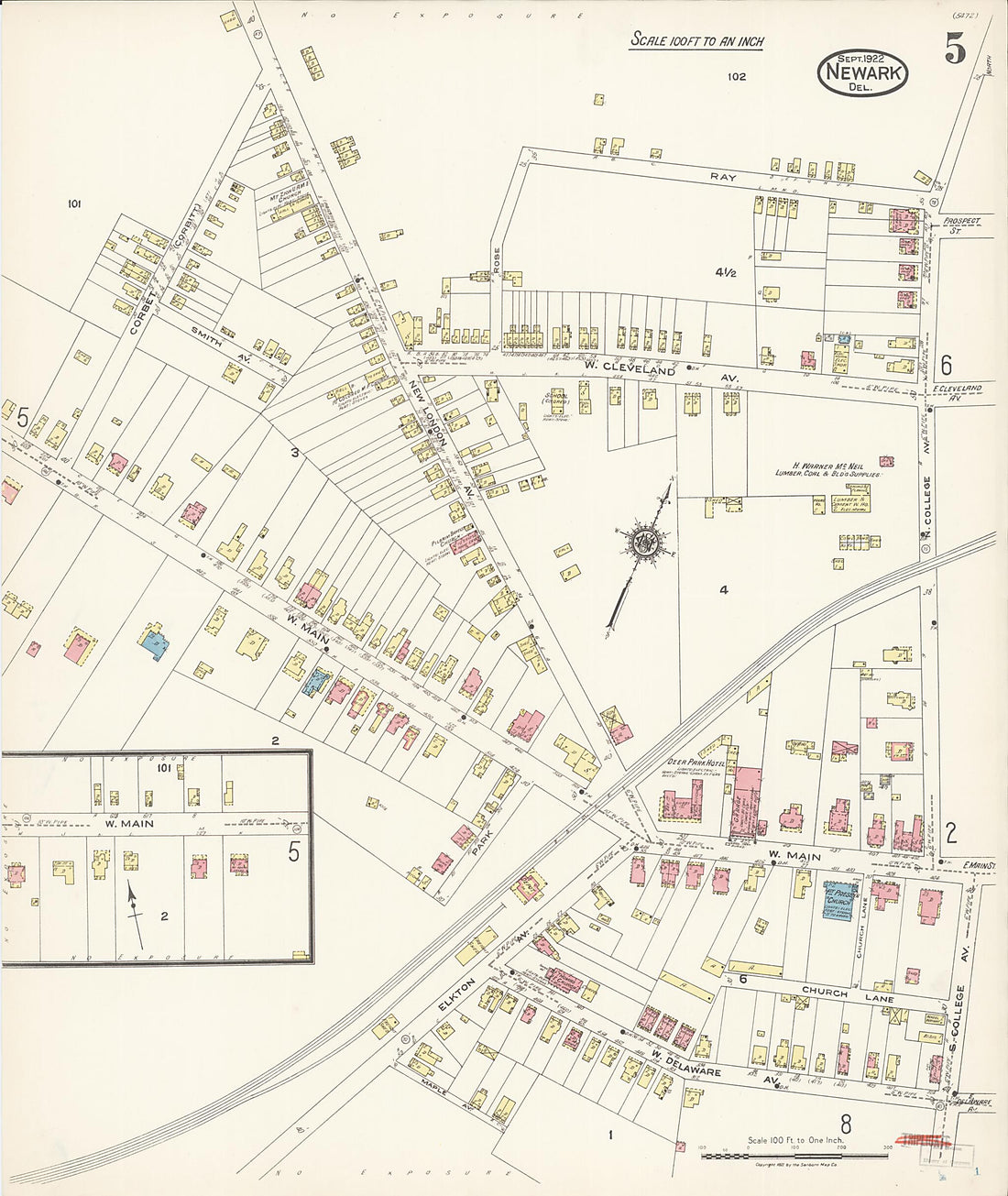 This old map of Newark, Castle County, Delaware was created by Sanborn Map Company in 1922