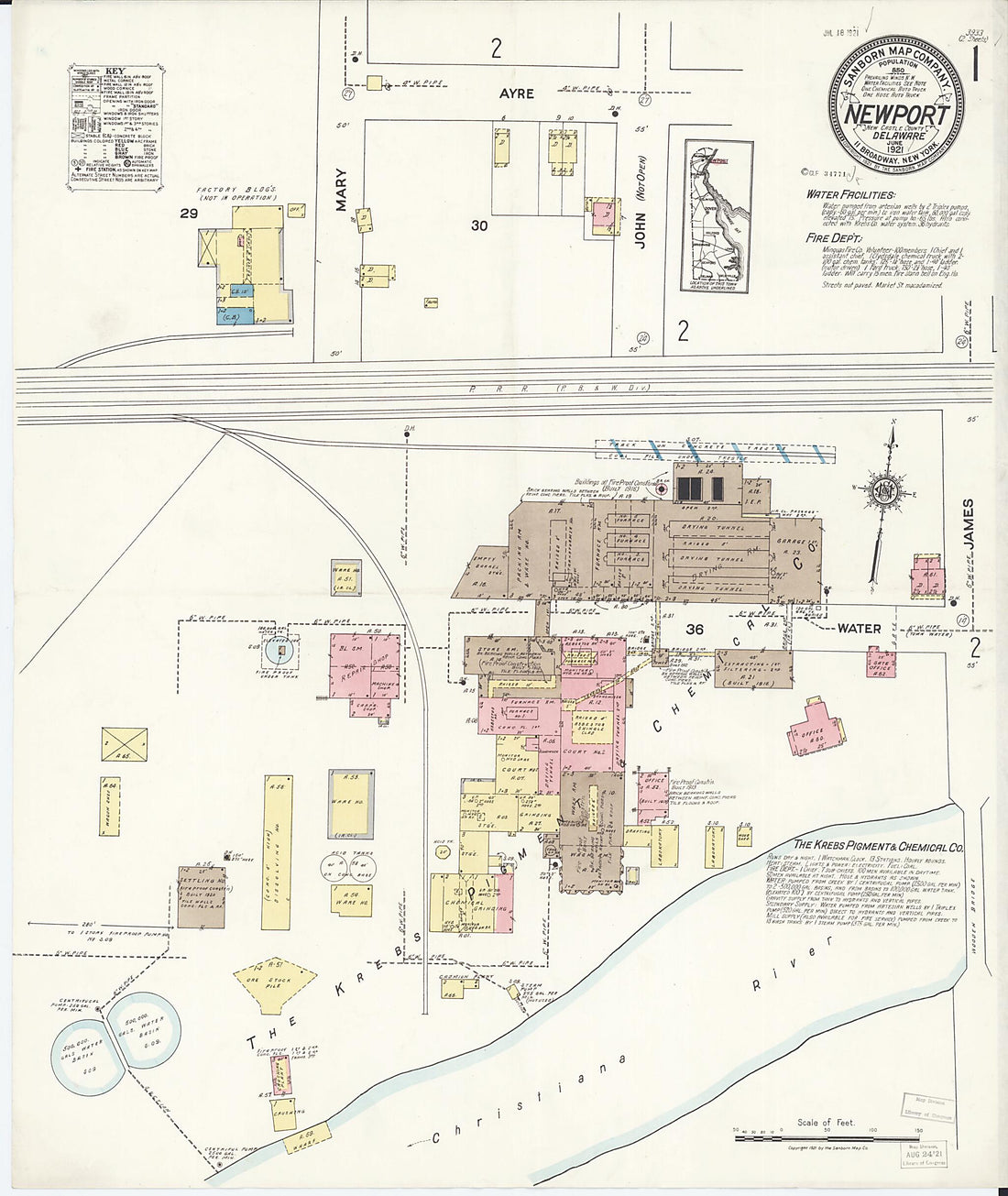 This old map of Newport, New Castle County, Delaware was created by Sanborn Map Company in 1921