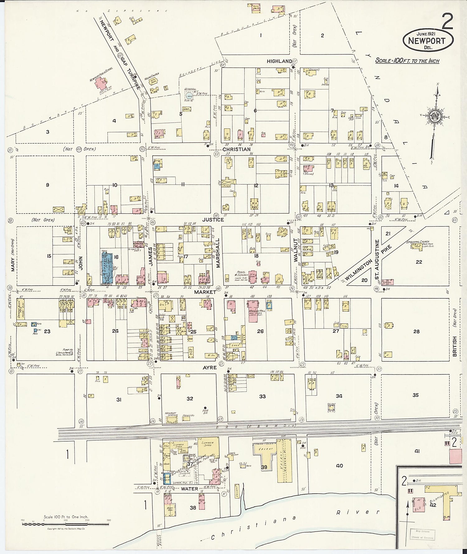 This old map of Newport, New Castle County, Delaware was created by Sanborn Map Company in 1921