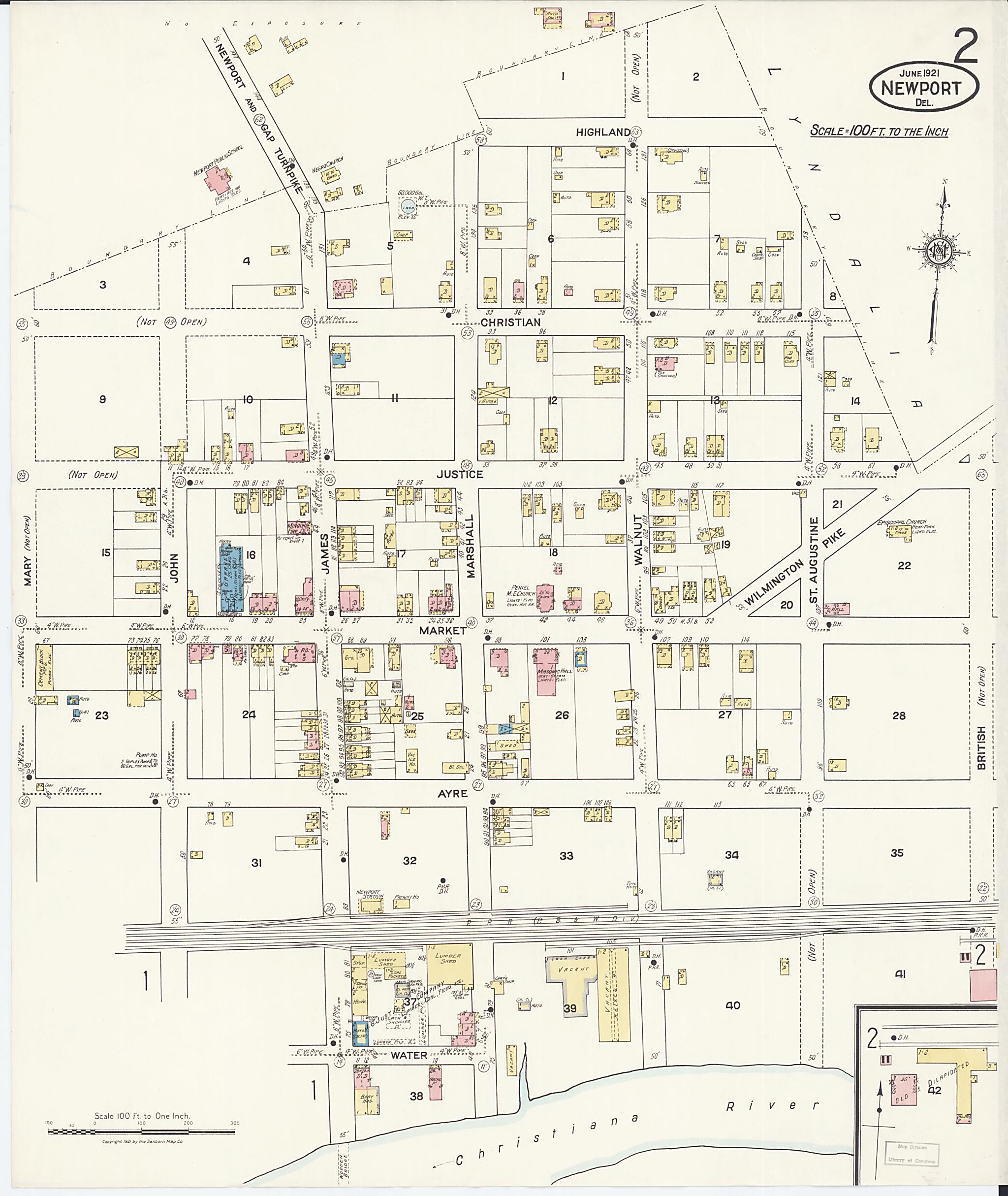 This old map of Newport, New Castle County, Delaware was created by Sanborn Map Company in 1921