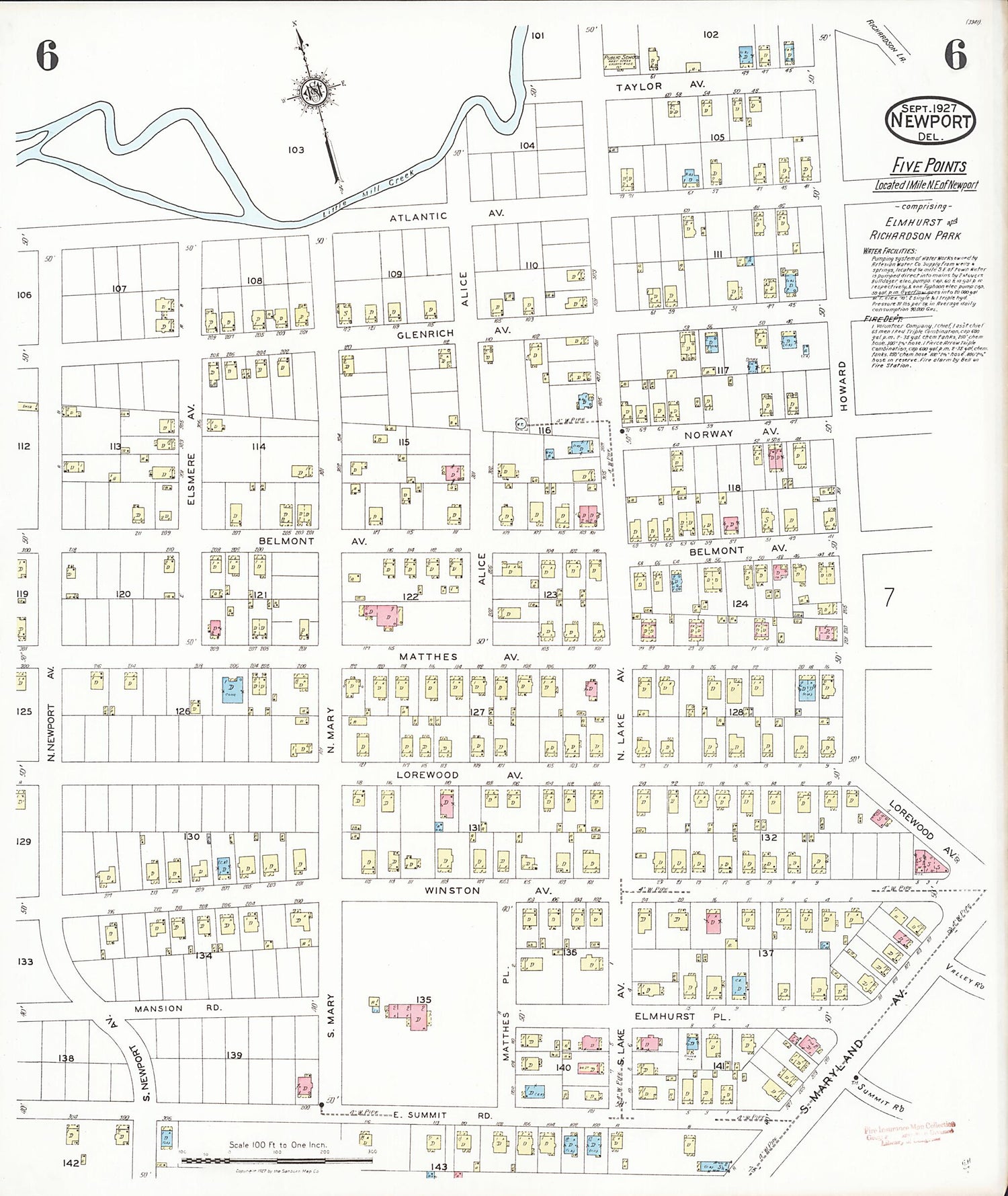 This old map of Richardson Park, New Castle County, Delaware was created by Sanborn Map Company in 1927