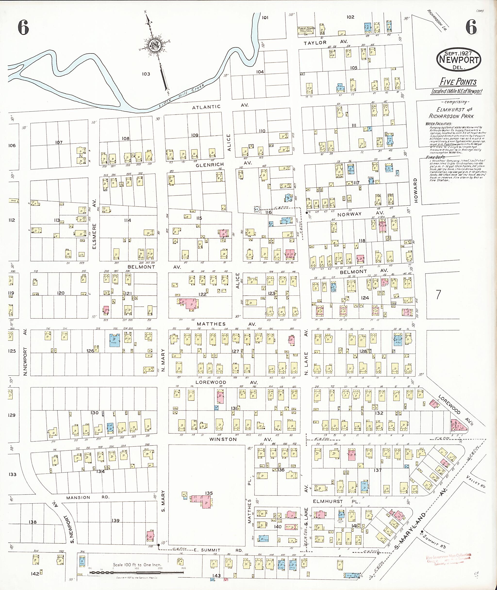 This old map of Richardson Park, New Castle County, Delaware was created by Sanborn Map Company in 1927